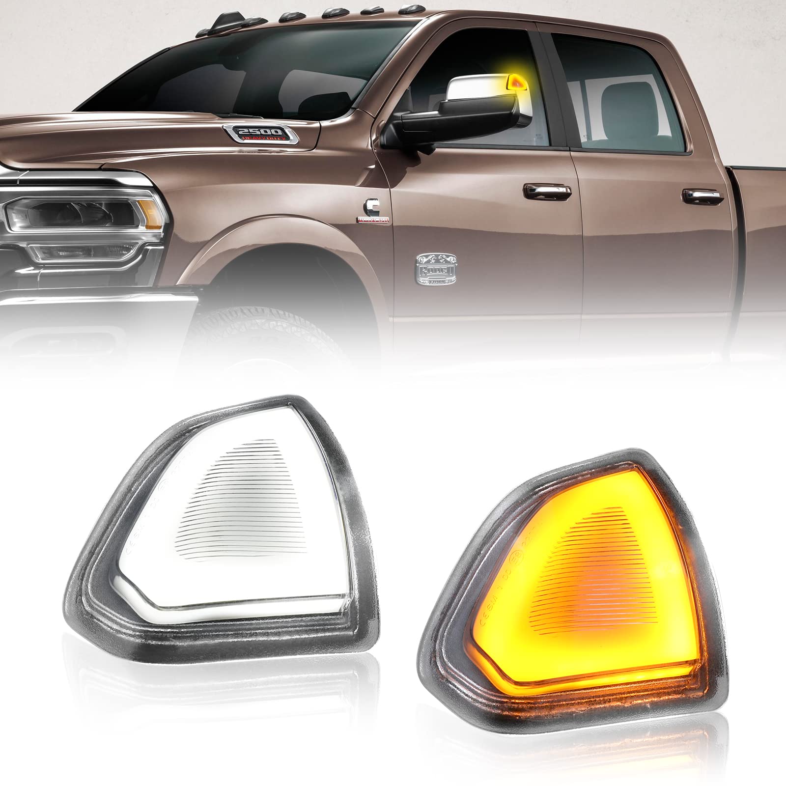 Switchback Mirror Lights Turn Signal Light Left and Right LED Side Mirror Lamps Clear Cover Lens for 68302828AA 68302829AA Compa