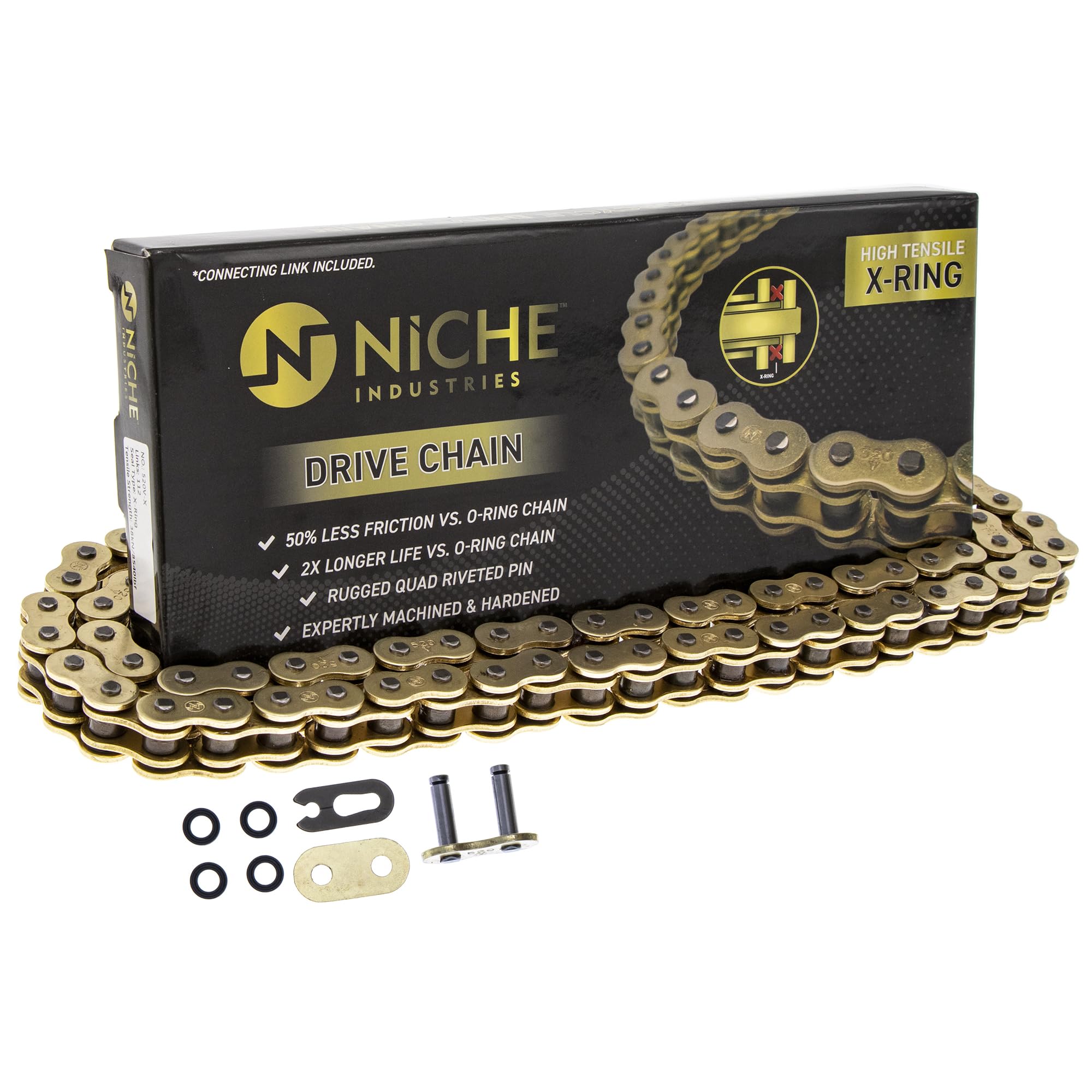 Niche Drive Sprocket Chain Combo For Polaris Trail Boss Blazer 250 Front 12 Rear 42 Tooth 520V-X X-Ring 88 Links
