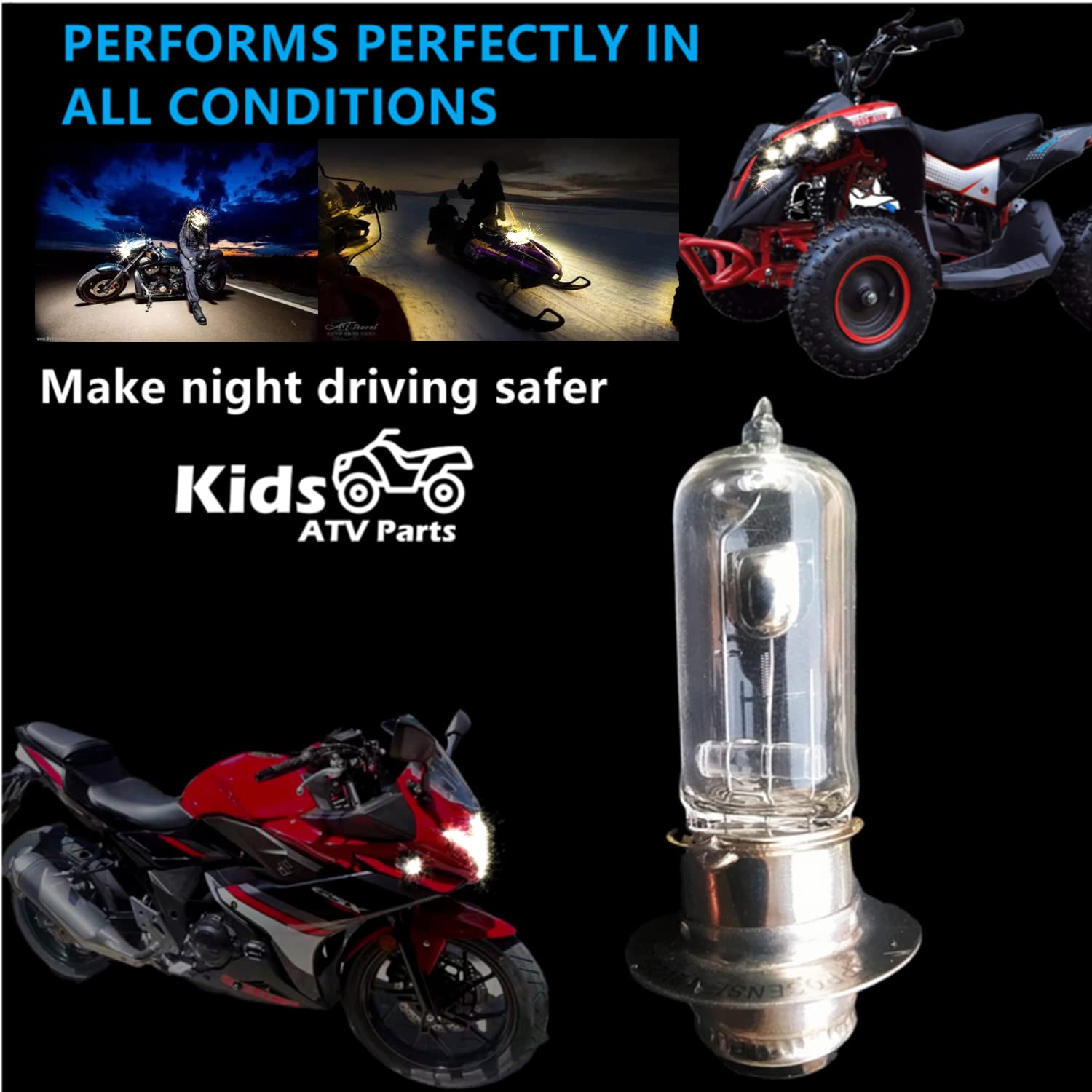 (Set Of 2) 12V 35W Halogen Headlight Head Light Bulb For Scooter Atv Moped Quad Go Kart Motorcycle 4 Wheeler Dune Buggy Sandrail Taotao Sunl Coolster Roketa Jonway