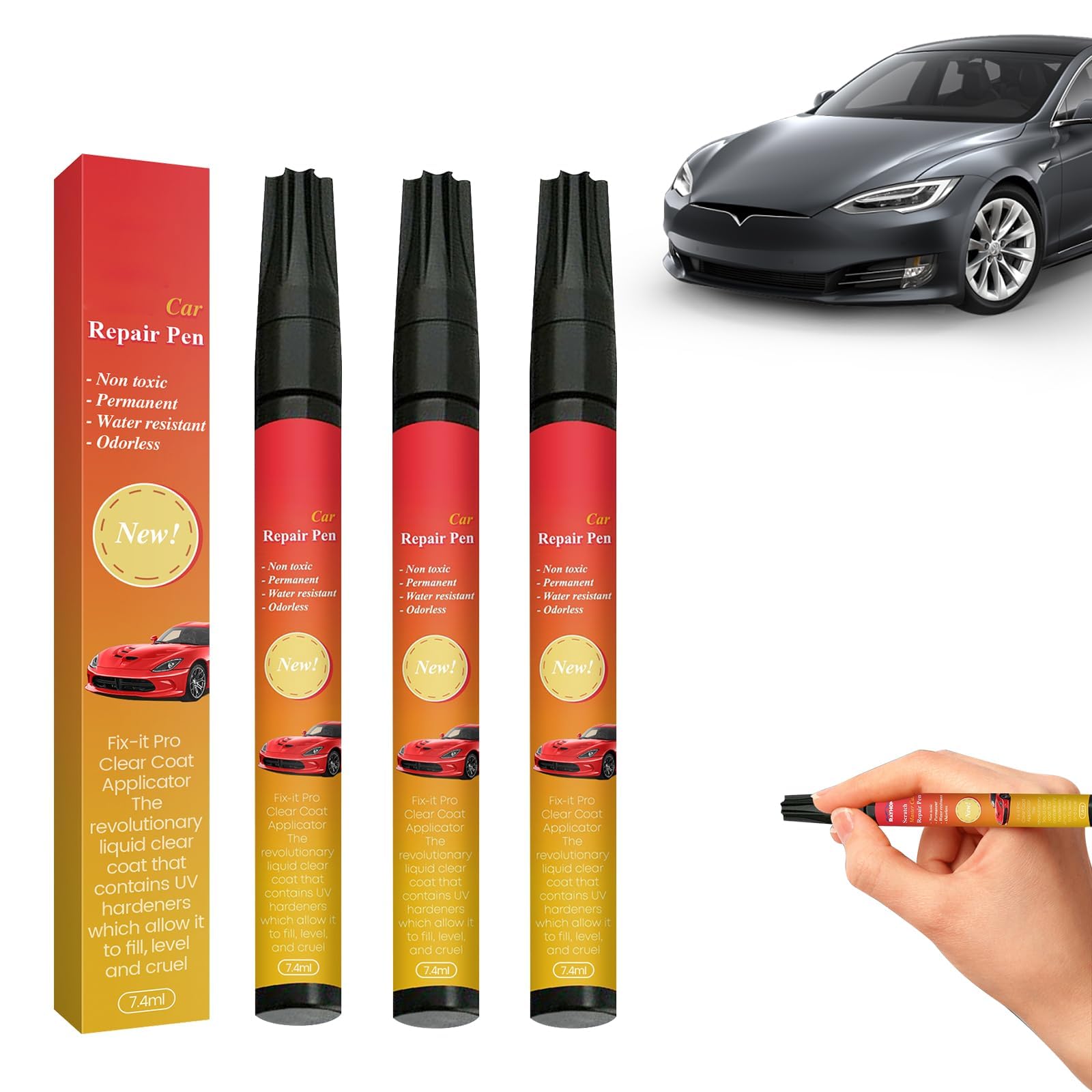 3PCS Black Touch Up Paint for Cars, Black Cars Magic Pen for Car Scratches, Magic Car Scratch Removal Pen, Magic Pen for Car Pai