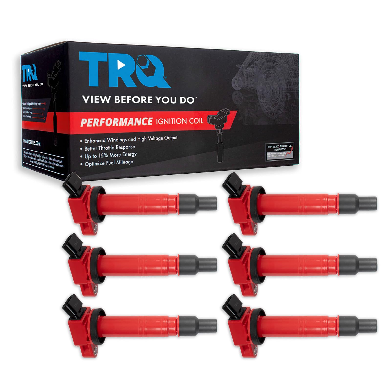 TRQ Ignition Coil Set Compatible with 2003-2009 Toyota 4Runner 2005-2015 Tacoma 2005-2011 Tundra