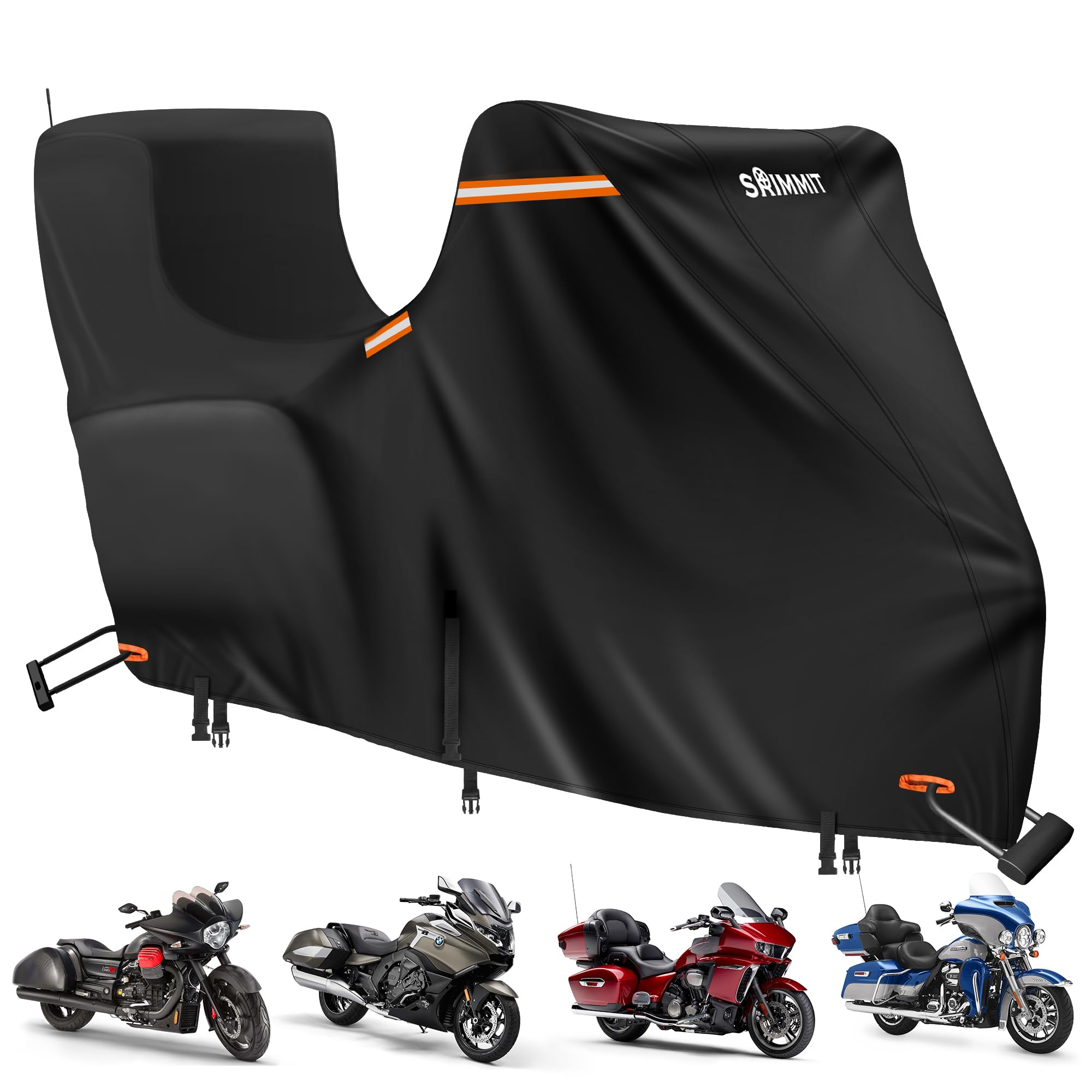 Motorcycle Cover Harley Davidson With Side+Top Box,420D Heavy Duty,Nano-Coated,Harley Bike Cover For Gold Wing,Road Master,Road