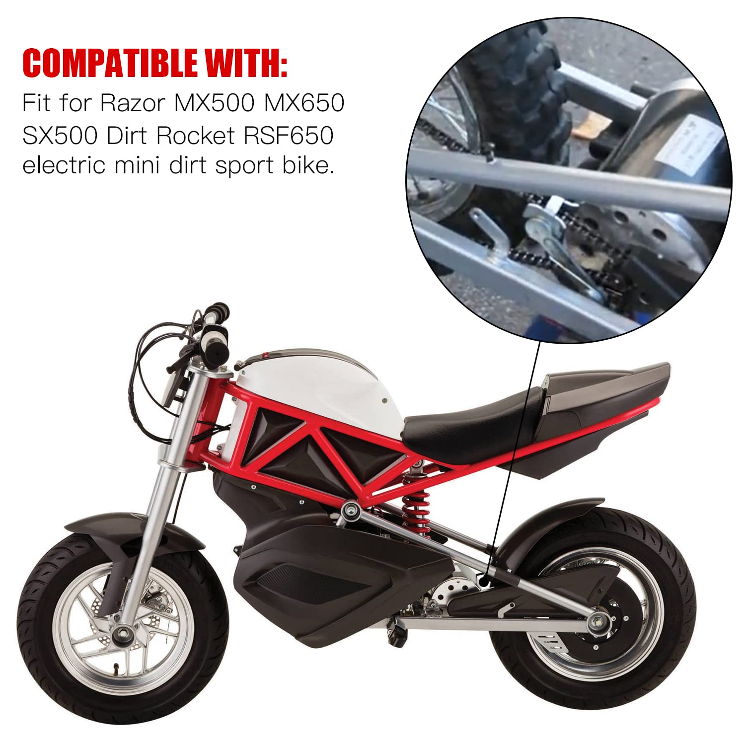 Grehua Chain Tensioner Adjuster With Spring For Razor Mx500 Mx650 Sx500 Dirt Rocket Electric Motocross Bike Rsf650 Electric Mini Dirt Sport Street Bike Motorcycle Heavy Duty Parts Black