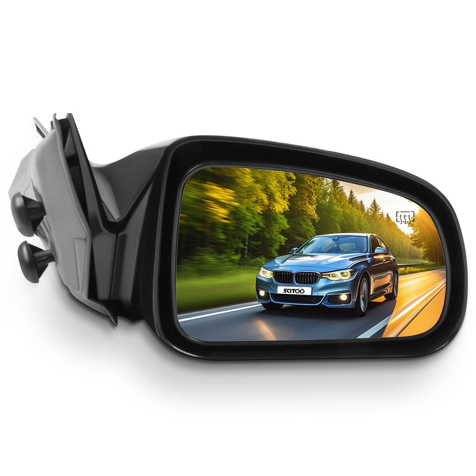 SCITOO Passenger Side View Mirror Fit For Pontiac Grand Prix 2004 2005 2006 2007 2008 Manual Folding Heated Power Adjustment Bla