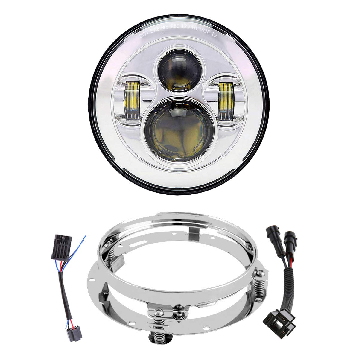 Xpctd 7 Inch Led Headlight Kit For Street Glide Road King Electra Glide Ultra Classic Fat Boy Tri Cvo Heritage Softail Slim Delux Ultra Limited Chrome