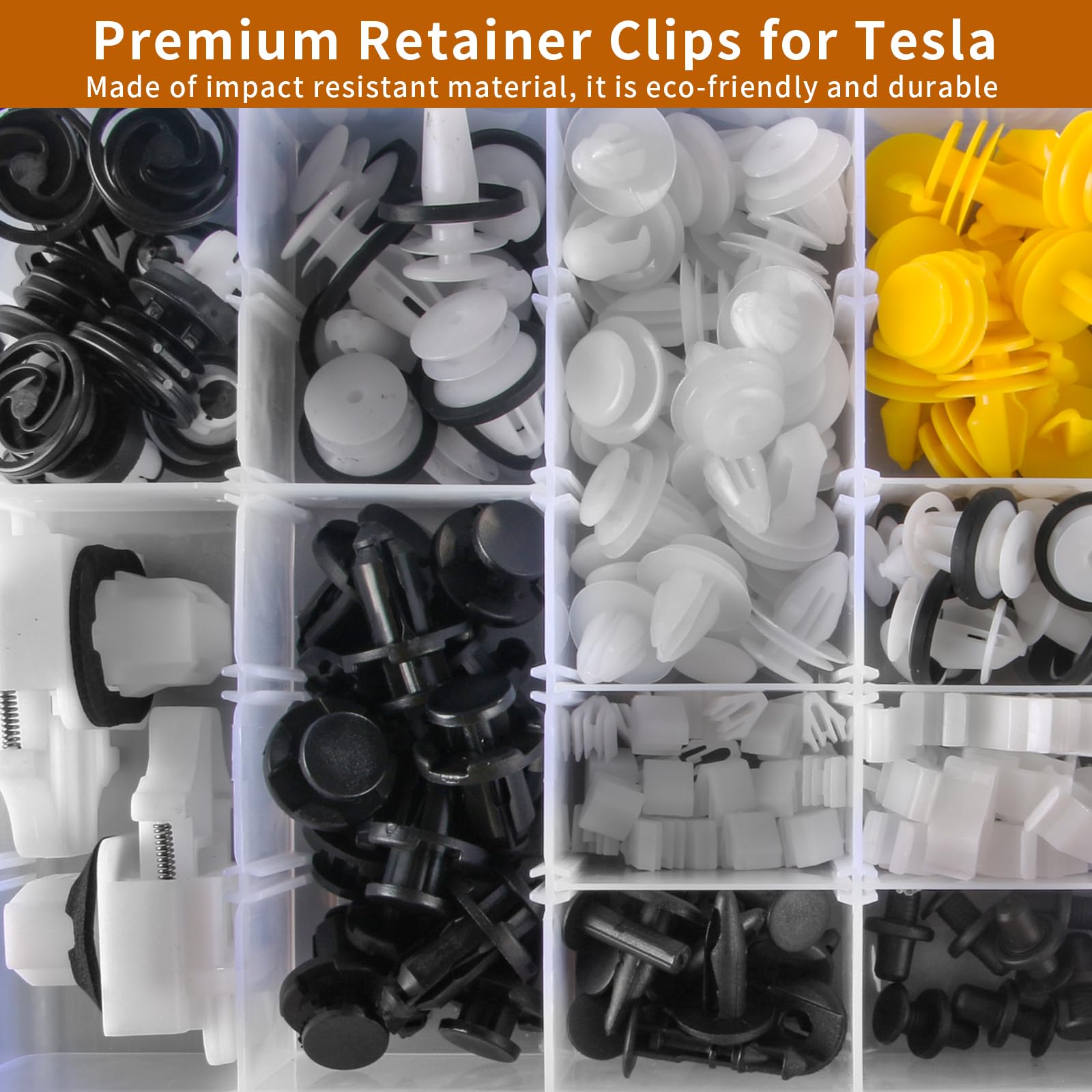 300Pcs Tesla Clips Tesla Fasteners Tesla Bumper Fender Liner Push Retainer Fastener Rivet Clips, 20 Sizes Tesla Clip Push Rivets