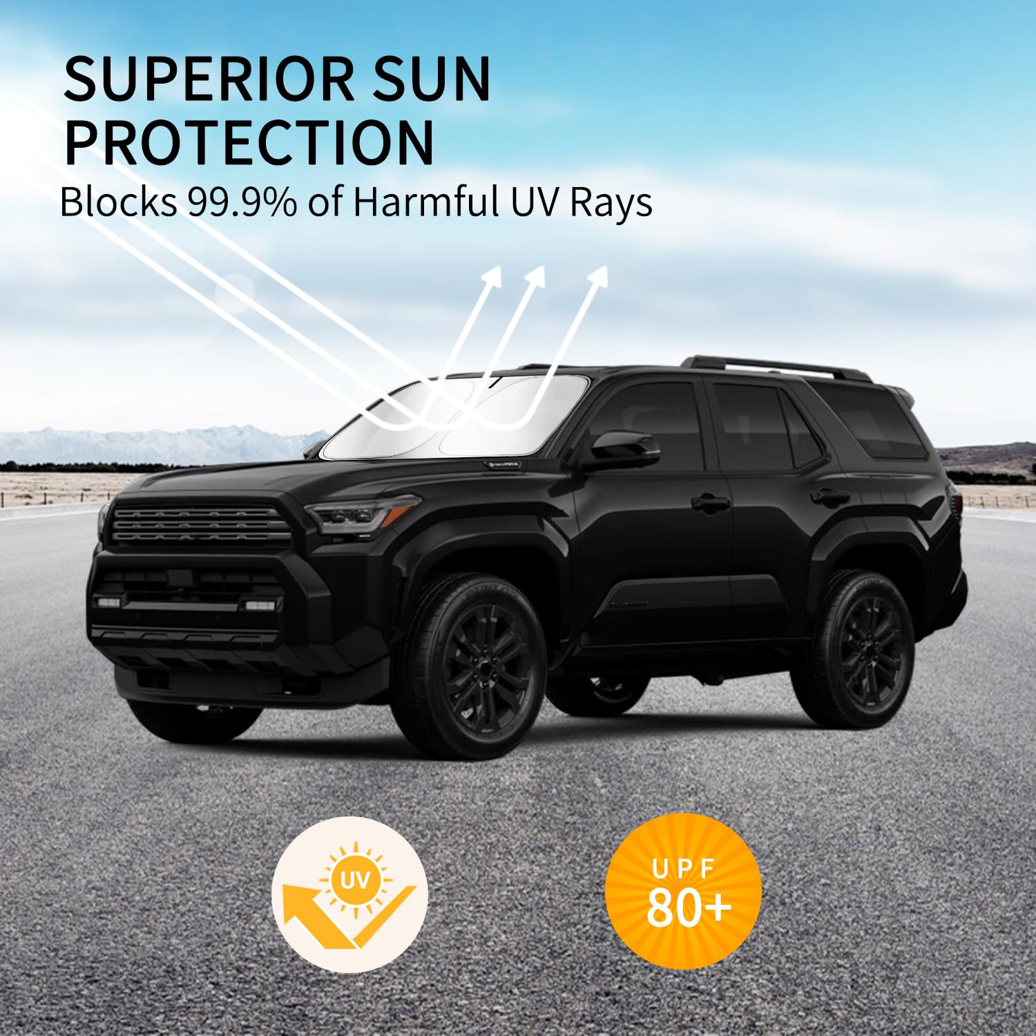 Kboise 2025 Upgrade Professional Windshield Sun Shade For Toyota 4Runner 2010-2025, Innovative No-Light-Pass Technology For Maxi