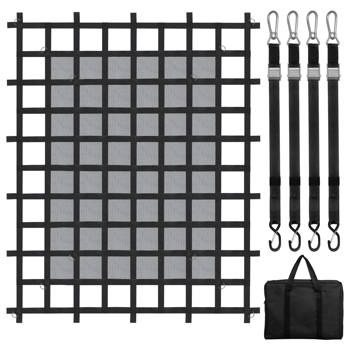 VEVOR Cargo Net with Mesh, 72 in x 57 in, Heavy Duty Truck Cargo Net-(WLL) 1,500lbs, 4 Adjustable Straps with Carabiners & S-Hoo