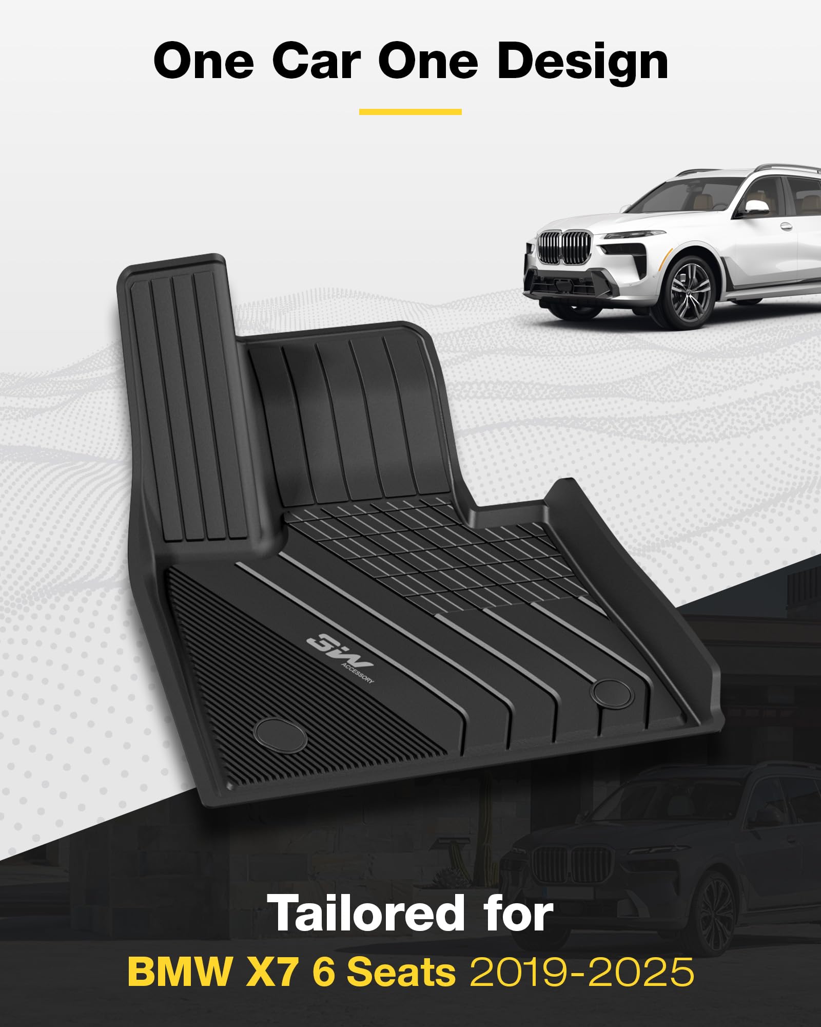 3W Floor Mats Fit For Bmw X7 6 Seats 2020 2021 2022 2023 2024 2025, Tpe All Weather Custom Fit Floor Liner For Bmw X7 6 Passenge