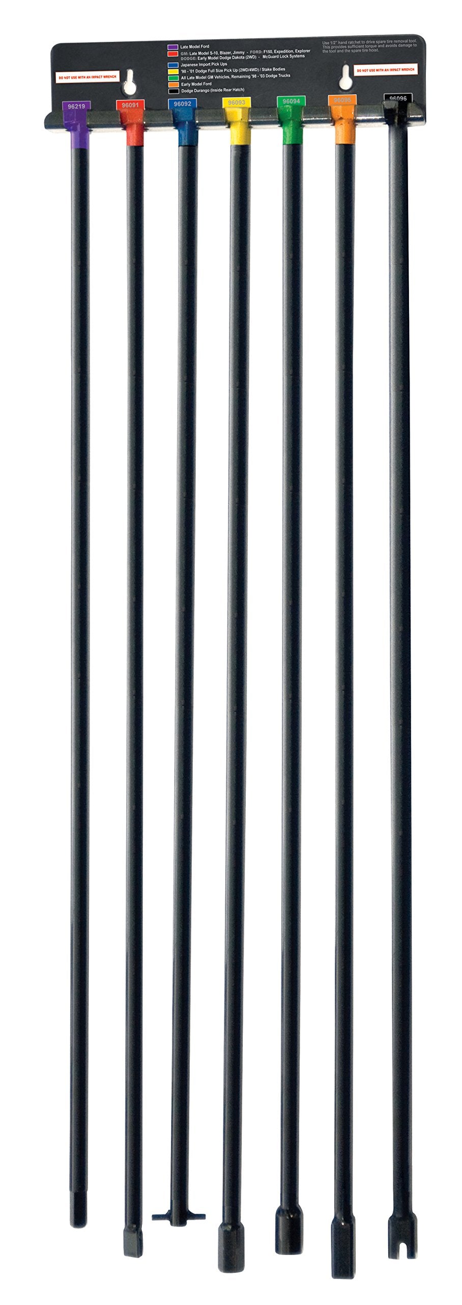 Steelman 7-Piece Spare Tire Retrieval Tool Kit, Lower And Raise Cradle-Suspended Tires, Flat, Pin, Hex, 12-Mm Square, Slotted, ?