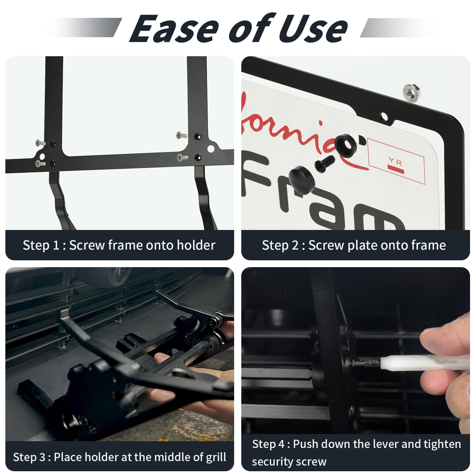 2026 Tesla New Model Y Juniper Front License Plate Holder - No Block Camera Visibility & Lockable & No Drill License Plate Mount