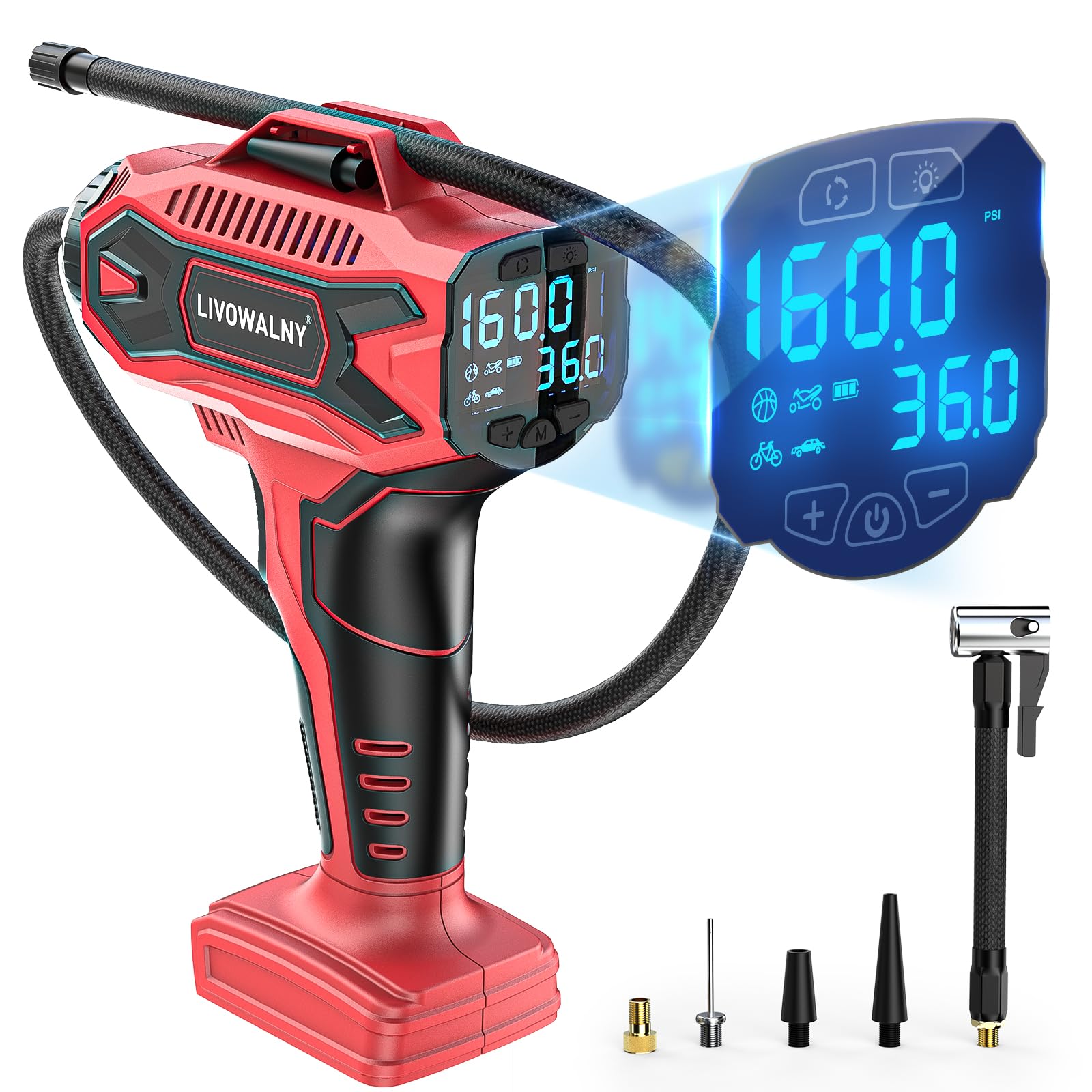Tire Inflator Air Compressor Compatible With Milwaukee M18 Battery,160Psi Cordless Portable Electric Air Pump With Digital Press