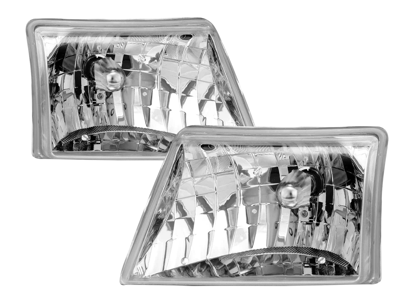 Amerilite Crystal Replacment Headlights Pair For 1998 1999 2000 Ford Ranger Pickup - Passenger And Driver Side