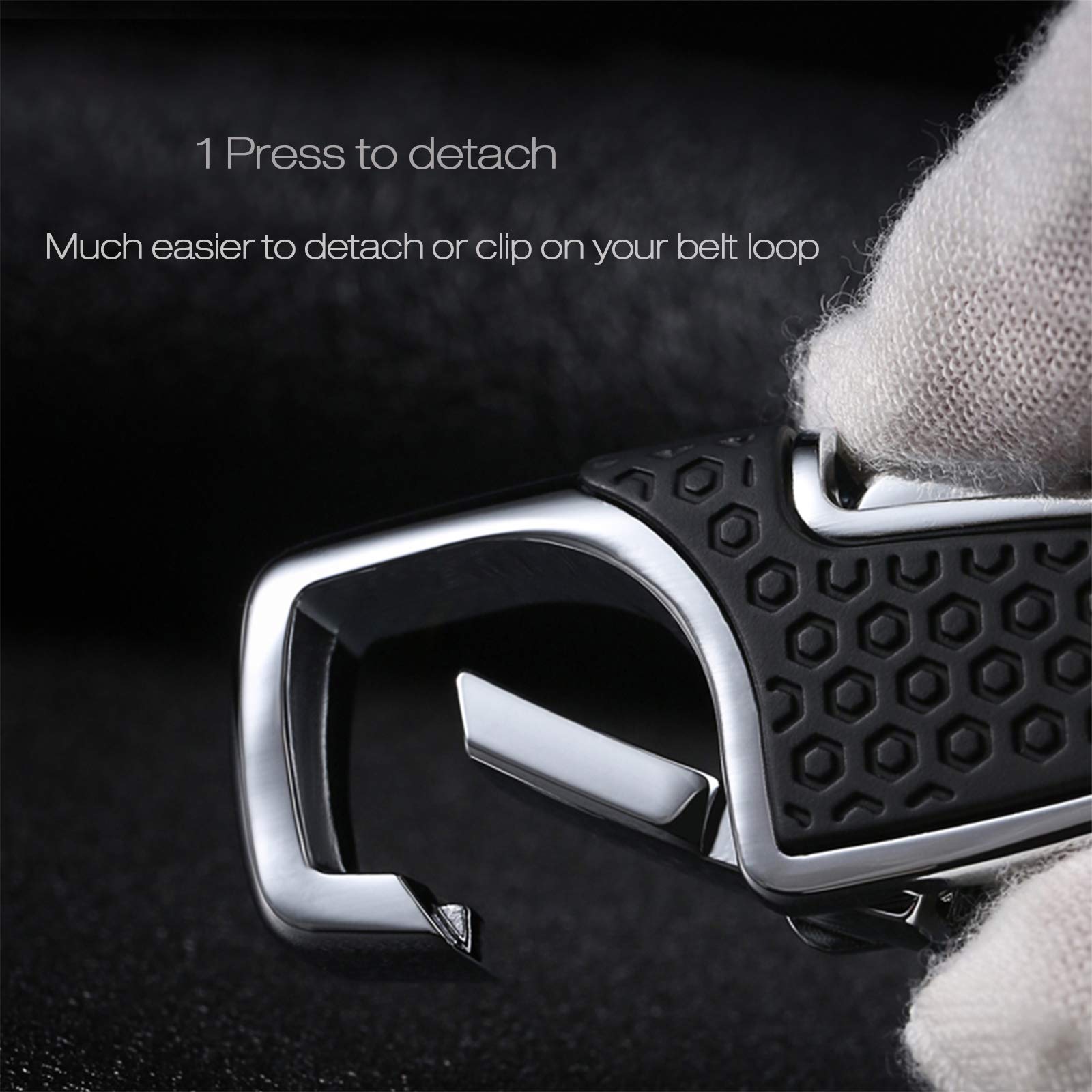 Lancher Key Chain With (2 Extra Key Rings And Gift Box) Heavy Duty Car Keychain For Men And Women - Black