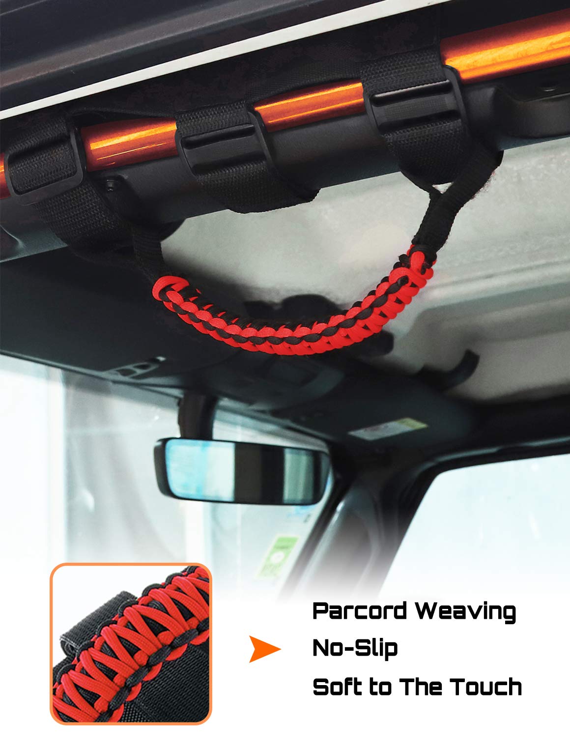 Savadicar 4 x Roll Bar Grab Handles Grip Handle for Jeep Wrangler CJ YJ TJ JK JKU JL JLU & Gladiator JT 1955-2023, Interior Acce