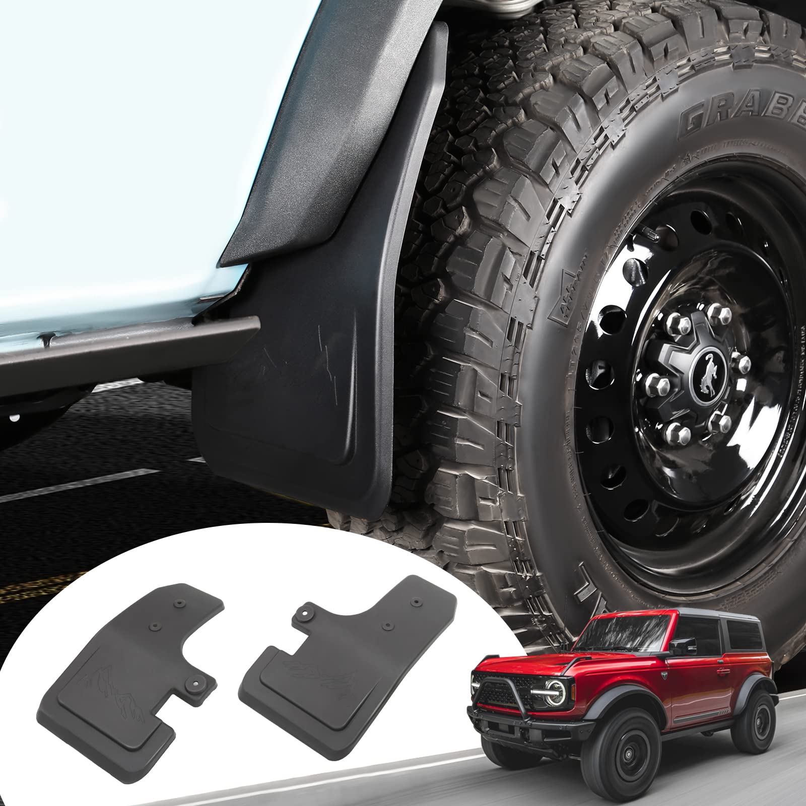 Mabett Mud Flaps For Ford Bronco Accessories 2021 2022 2023 2024 2025 4-Door No Punching Required Front Only 2Pcs