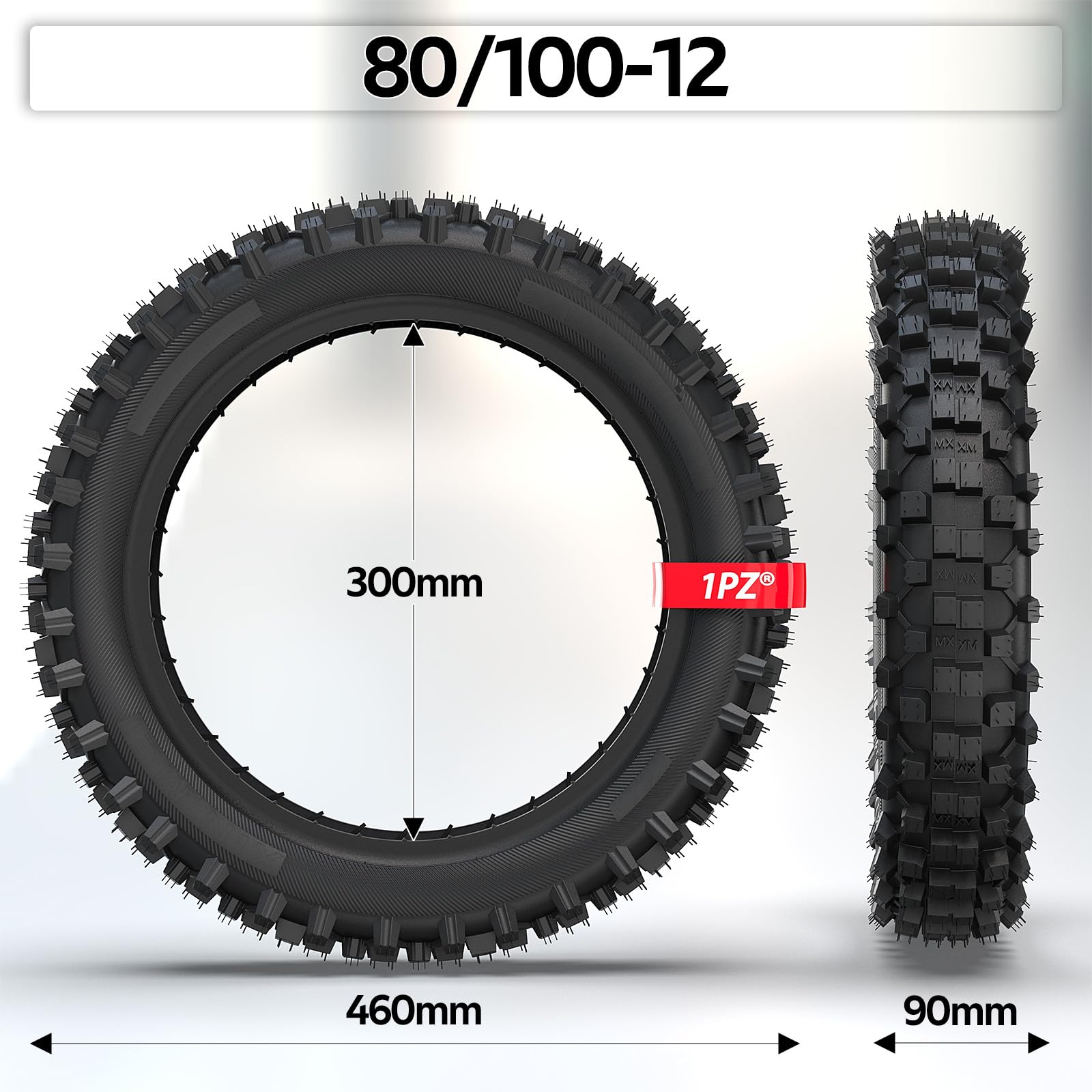 1Pz Ehx-C8K 3.00-12 Tire & Inner Tube 80/100-12 Replacement For Honda Crf70 Xr70 Cr60R Klx110 Kx60 Suzuki Drz110 Ds80 Jr80 Rm50 Pw80 Ttr Yz60 65Sx 90Cc 110Cc 125Cc Ssr Off Road Motocross Pit Dirt Bike