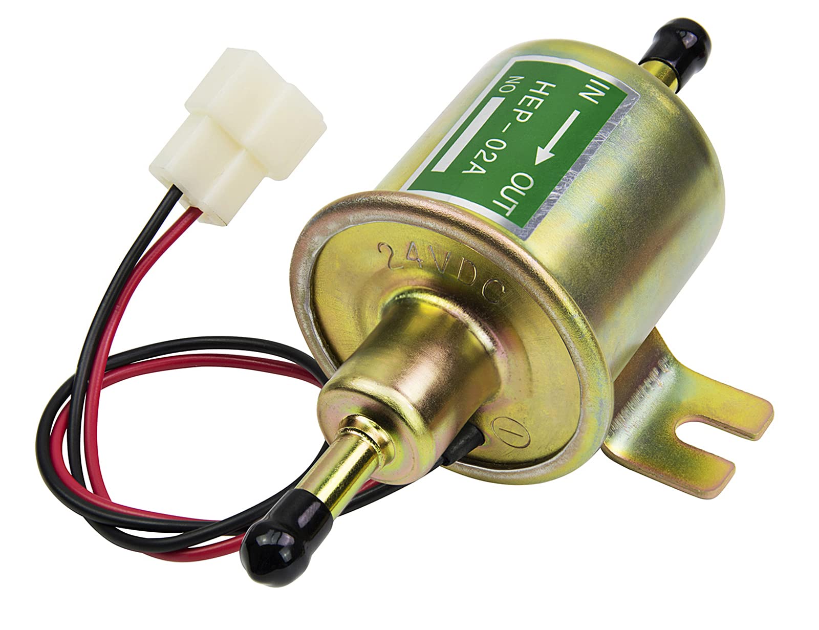 HiQltyla Universal 24V Low Pressure Heavy Duty Gas Diesel Inline Electric Fuel Pump HEP-02A (3-8 PSI) for Motorcycle Carburetor 