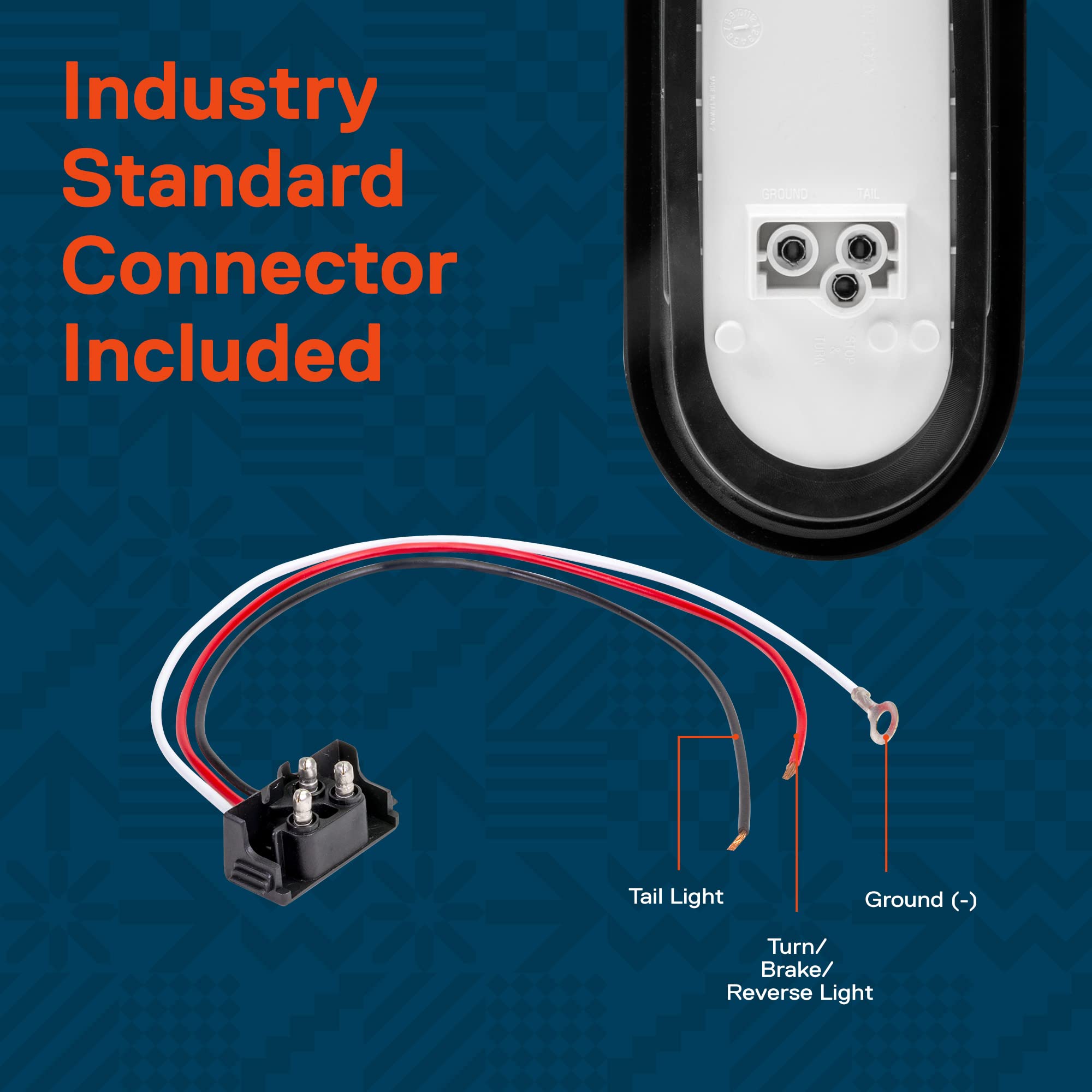 True Mods 2 Red + 2 White 6'' Oval Led Trailer Tail Light Kit [Dot Fmvss 108] [Grommets & Plugs] [Ip67 Waterproof] [Stop Brake T