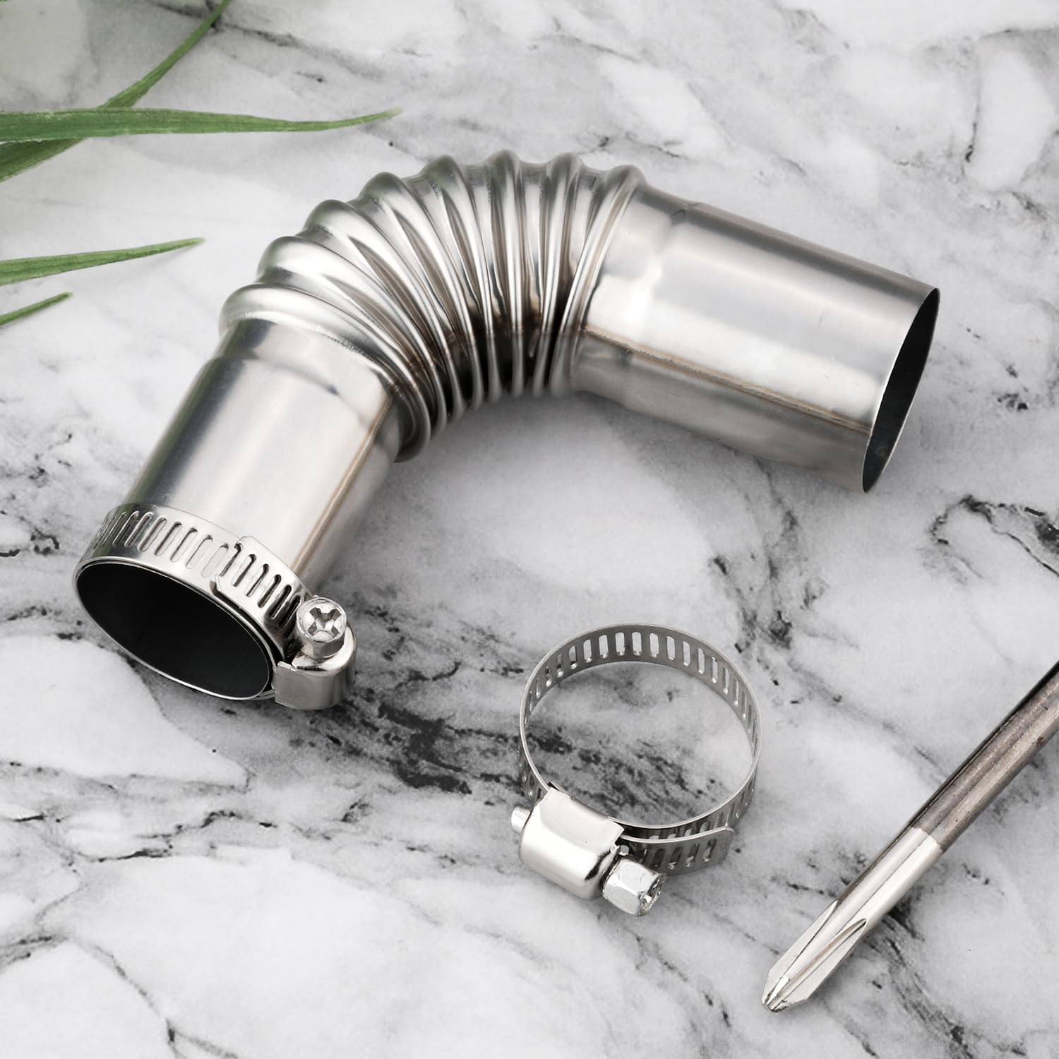 2Pcs Diesel Heater Exhaust Pipe, Stainless Steel 24Mm Parking Air Heater Exhaust Pipe Tube Elbow Connector With 4 Clamps For Webasto Eberspacher Diesel Boat Heater 13Cm Exhaust Pipes And Tips