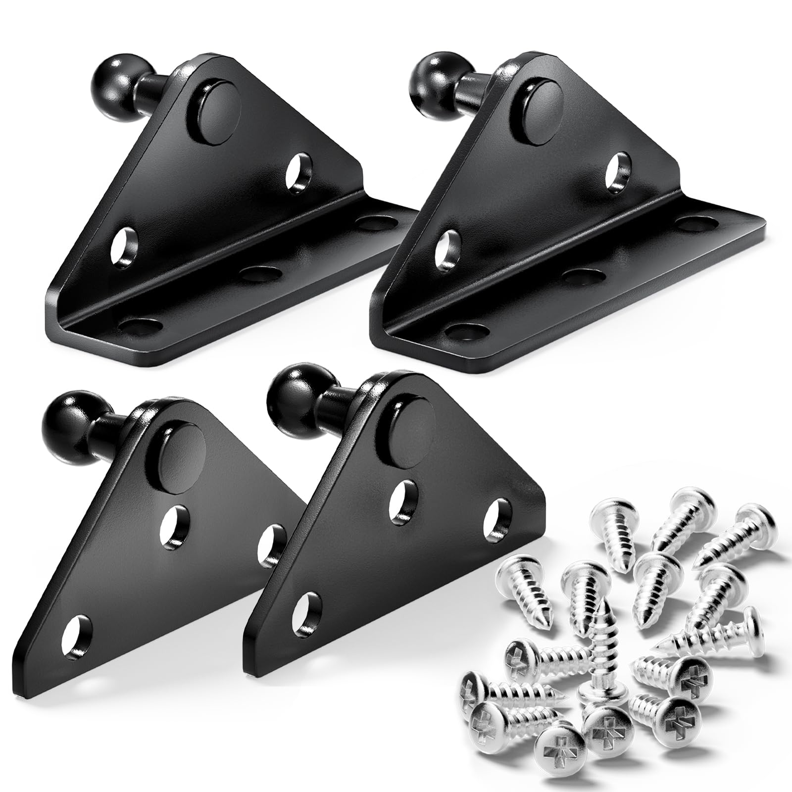 Vepagoo 13Mm Ball Stud Mounting Bracket For Gas Shock Spring Strut Prop Lift Support With 2Pcs L-Type, 2Pcs Flat-Type And 16Pcs