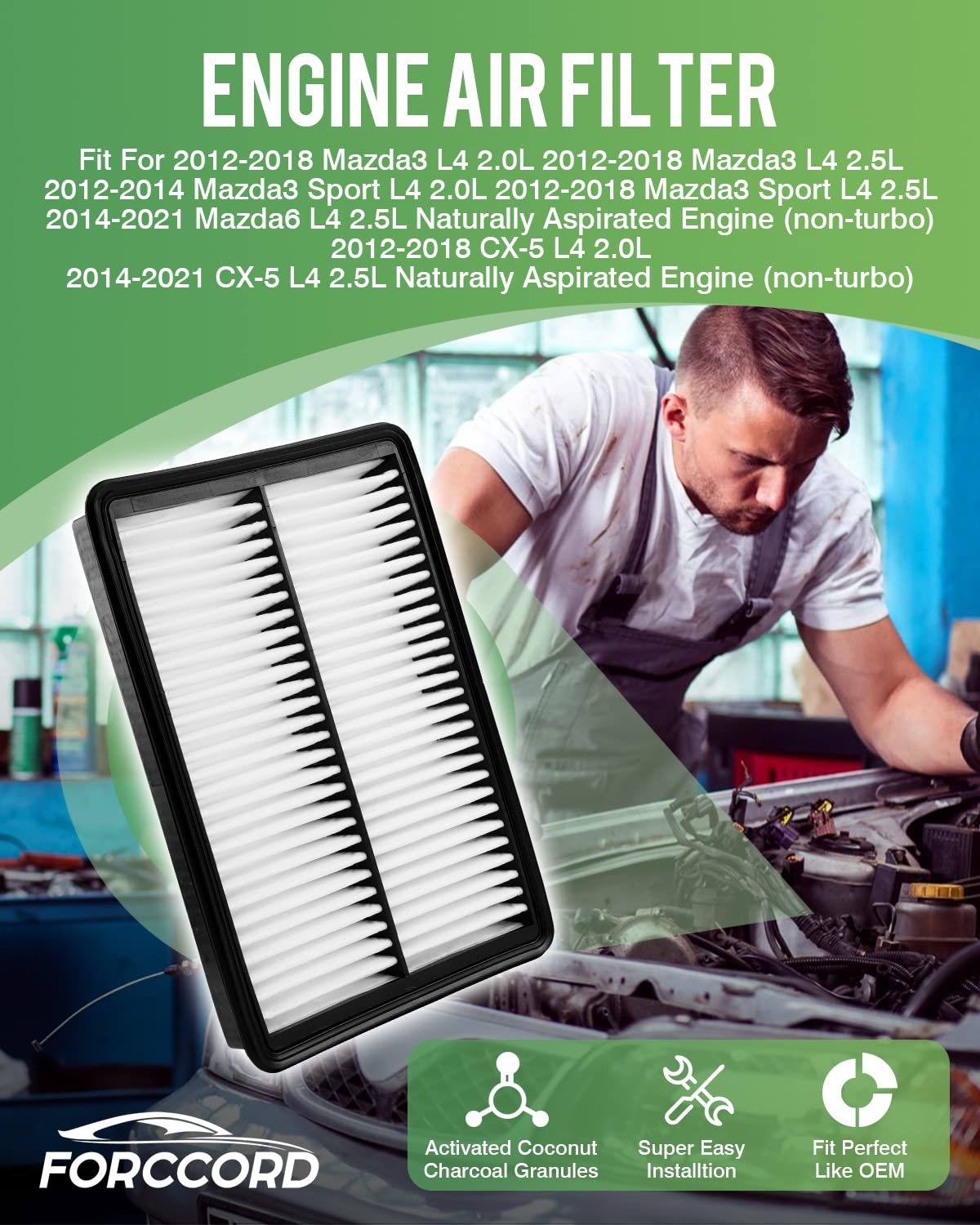 Forccord Cabin & Engine Air Filter Fit For Acura Tlx 2021-2025 L4 2.0L, Honda Odyssey V6 3.5L 2018-2025 Activated Carbon Cabin F