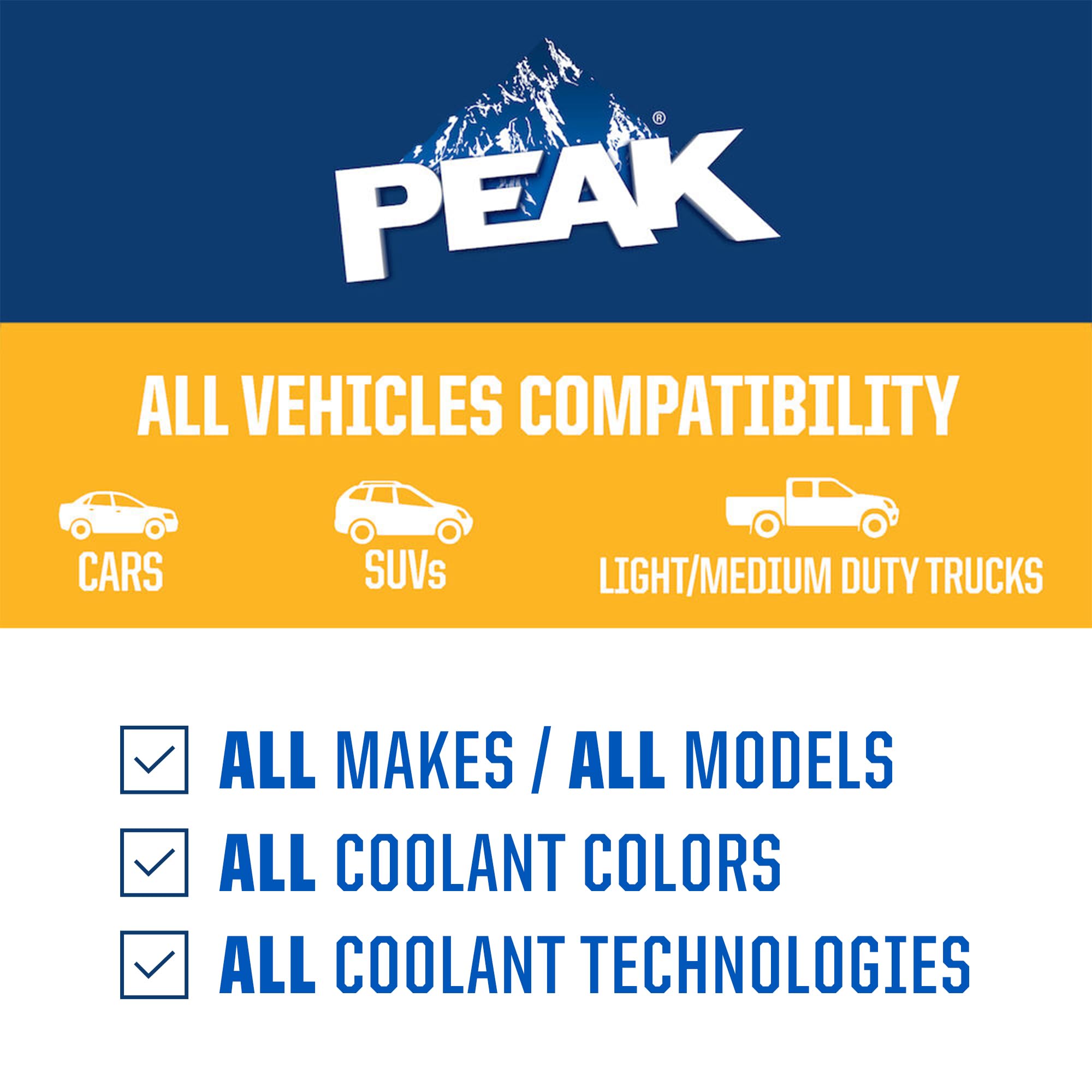 Peak Global Lifetime 50/50 Prediluted Antifreeze And Coolant For All Vehicles, 1 Gal.