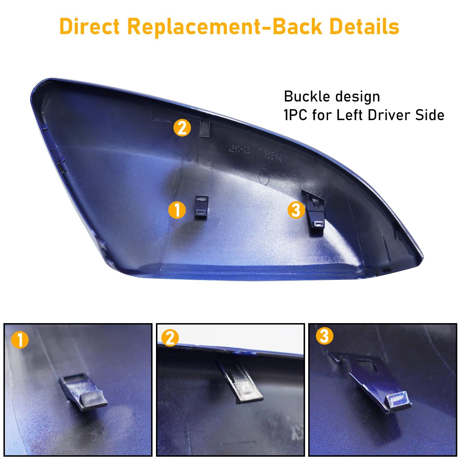 Moonlinks Compatible With 2016-2021 Honda Civic Driver Side Mirror Cover Replacement,Aegean Blue Metallic For 10Th Gen Civic,201