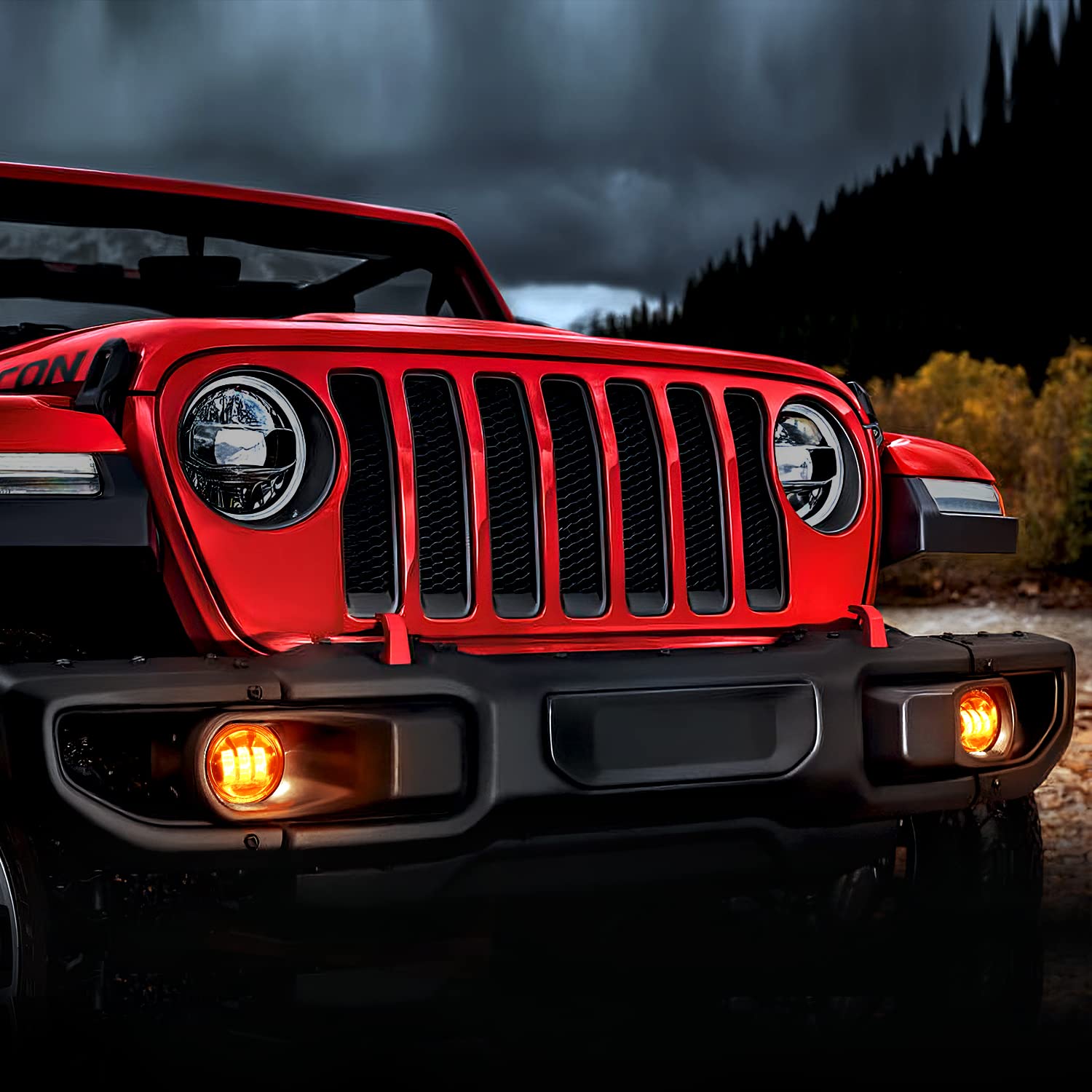 Nilight 2Pcs 7 Inch Led Halo Headlights W/Turn Signal Amber White Drl High Low Beam Round Headlamp For 2007-2018 Wrangler Jk Jku