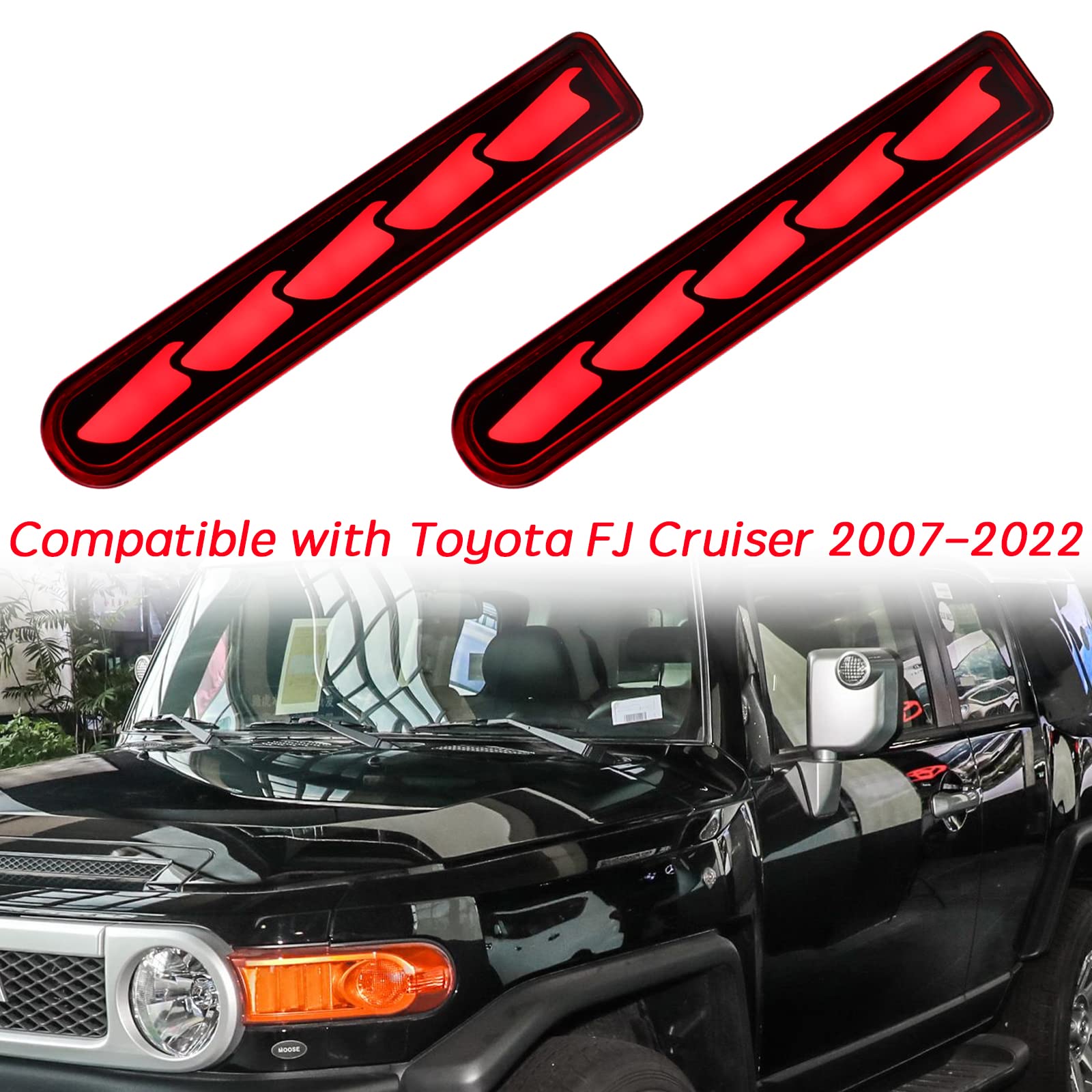 Keegtbox Red Rear Bumper Fog Brake Tail Light Sequential Flash Turn Signal Lamps Compatible With Toyota Fj Cruiser 2007-2021 Accessories