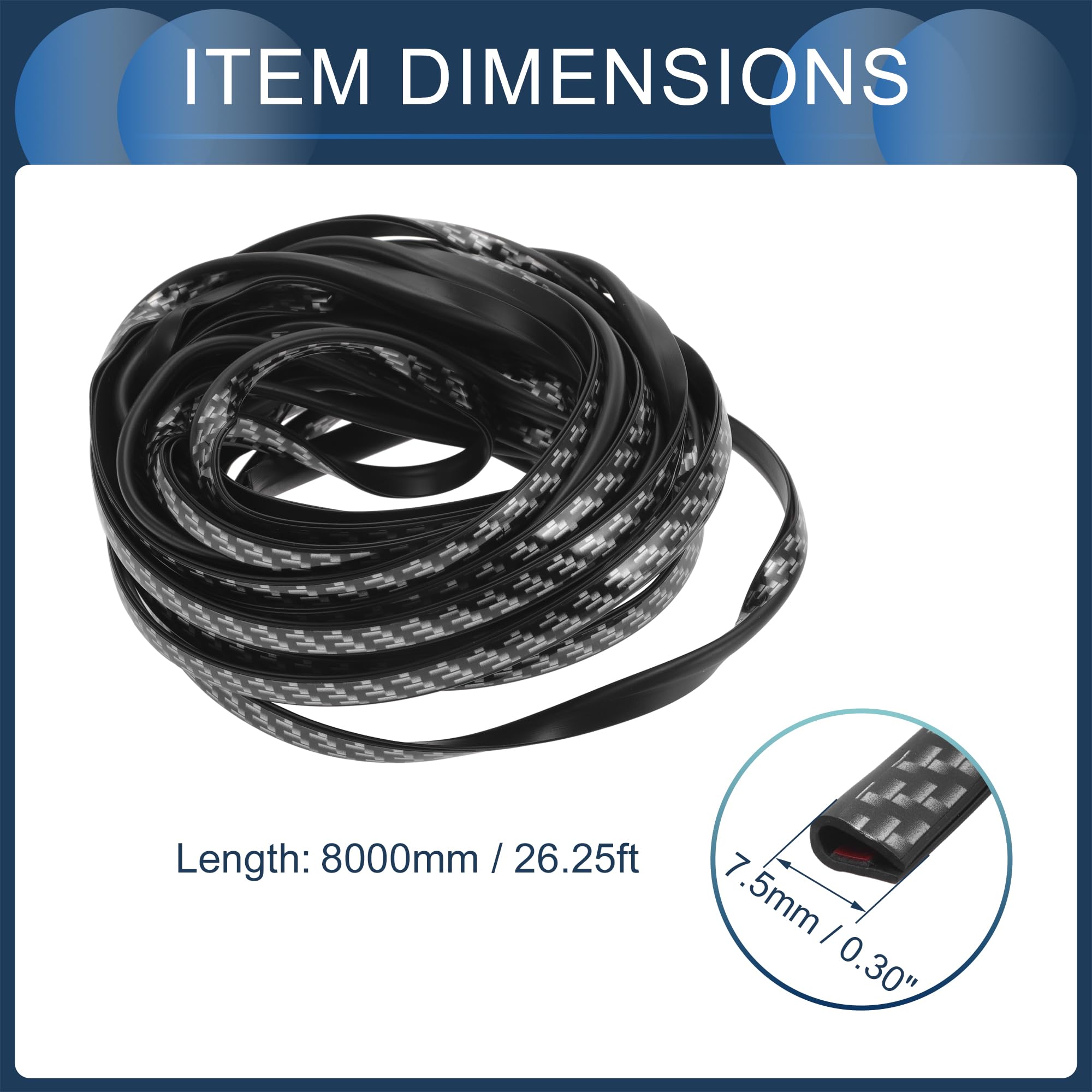 INFINAUTO Universal Car Door Edge Guards, Exterior 26.25ft U-Shaped Door Scratch Protection Guard PVC Chrome Black Carbon Fiber