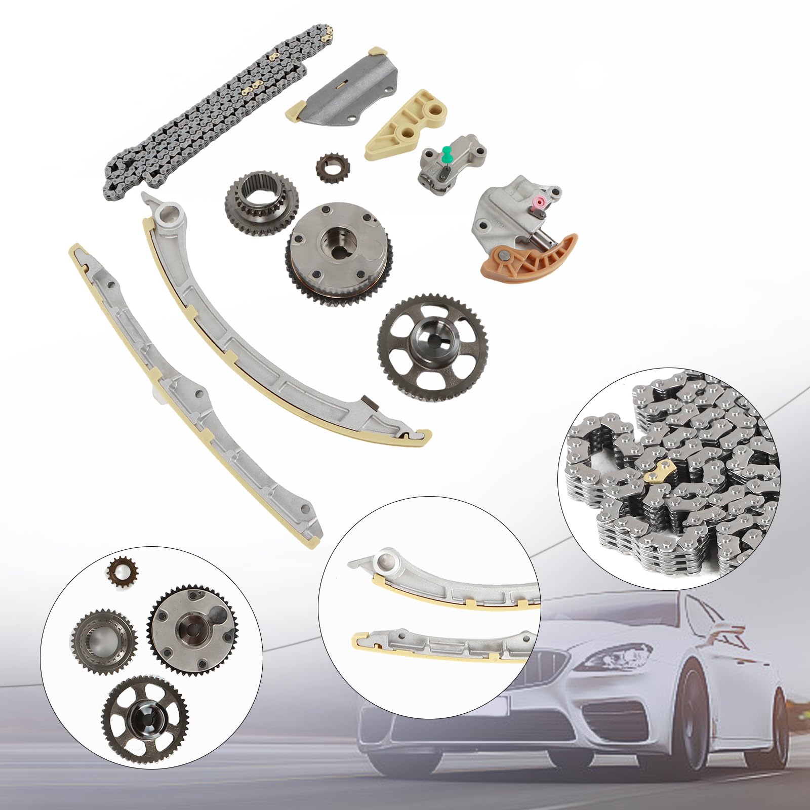 INGKAN Engine Timing Chain Kit with Camshaft Adjuster 14210-PNA-000 Fits for ILX Accord Civic Crosstour CR-V 2.4L Car Timing Cha