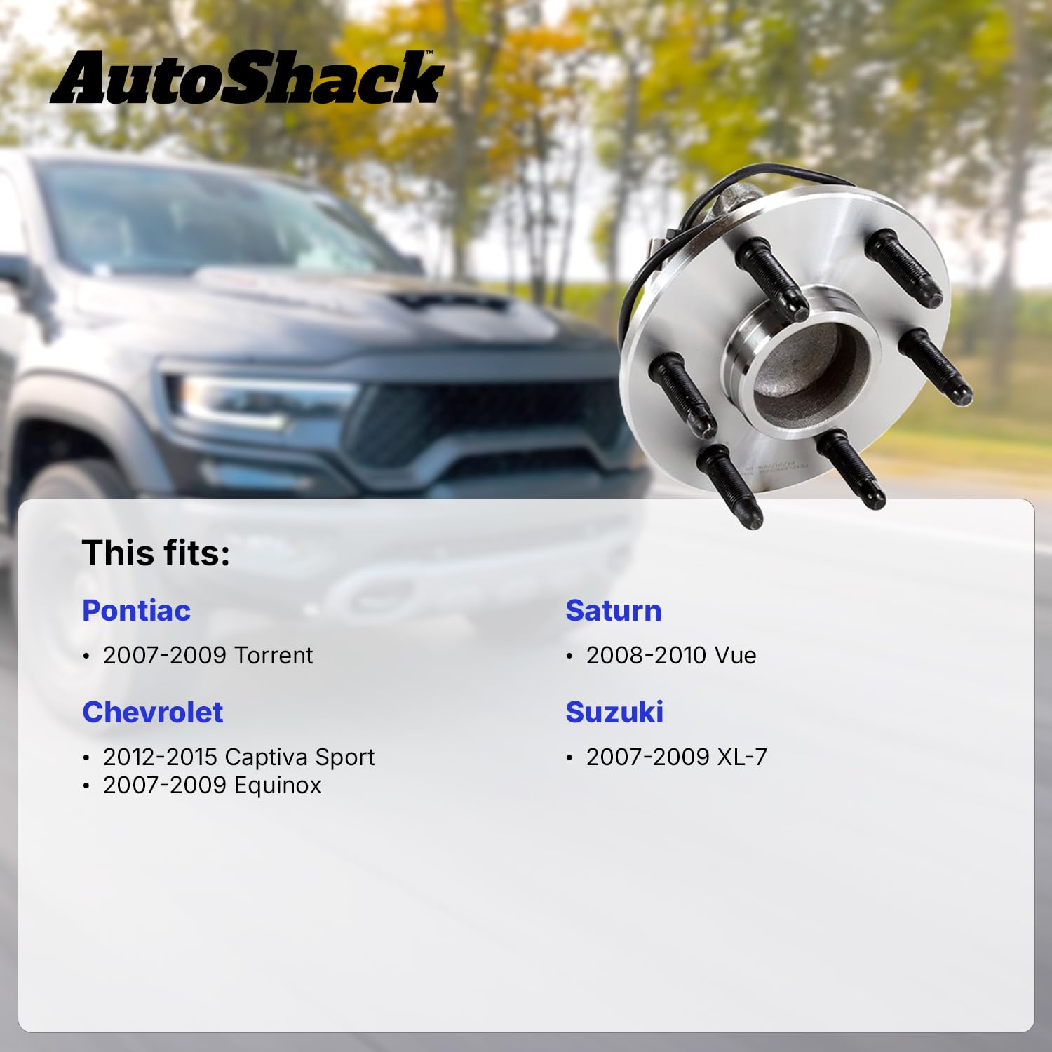 Autoshack Rear Wheel Hub Bearing Pair Of 2 Driver And Passenger Side Replacement For Pontiac Torrent Suzuki Xl-7 Chevrolet Captiva Sport 2007-2009 Equinox 2008-2010 Saturn Vue Awd Fwd 5-Lug Hb612360Pr