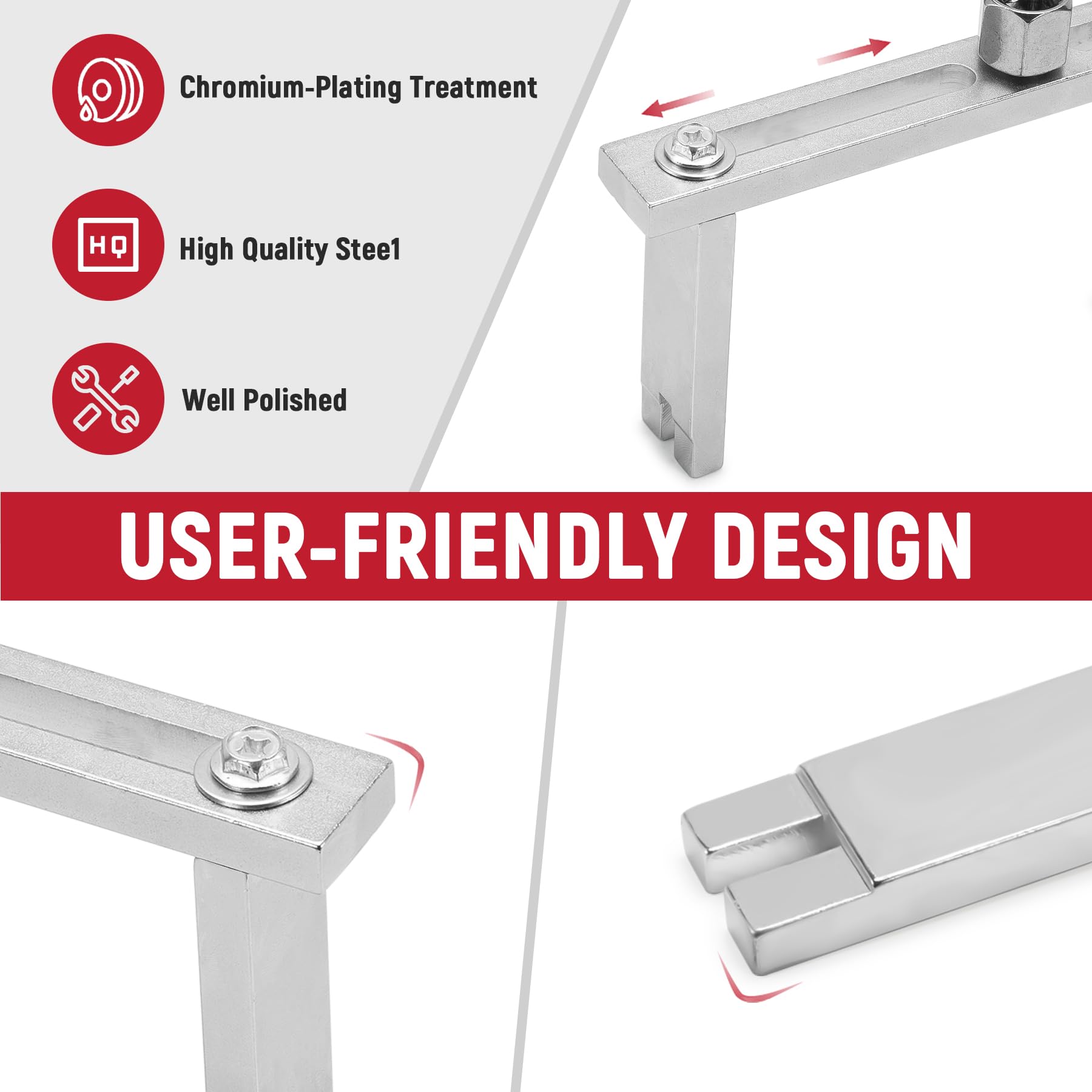 AUPREX Fuel Pump Removal Tool, Adjustable Double Contact Fuel Pump Lock Ring Tool with 3/8    to 1/2    Drive Compatible with BM
