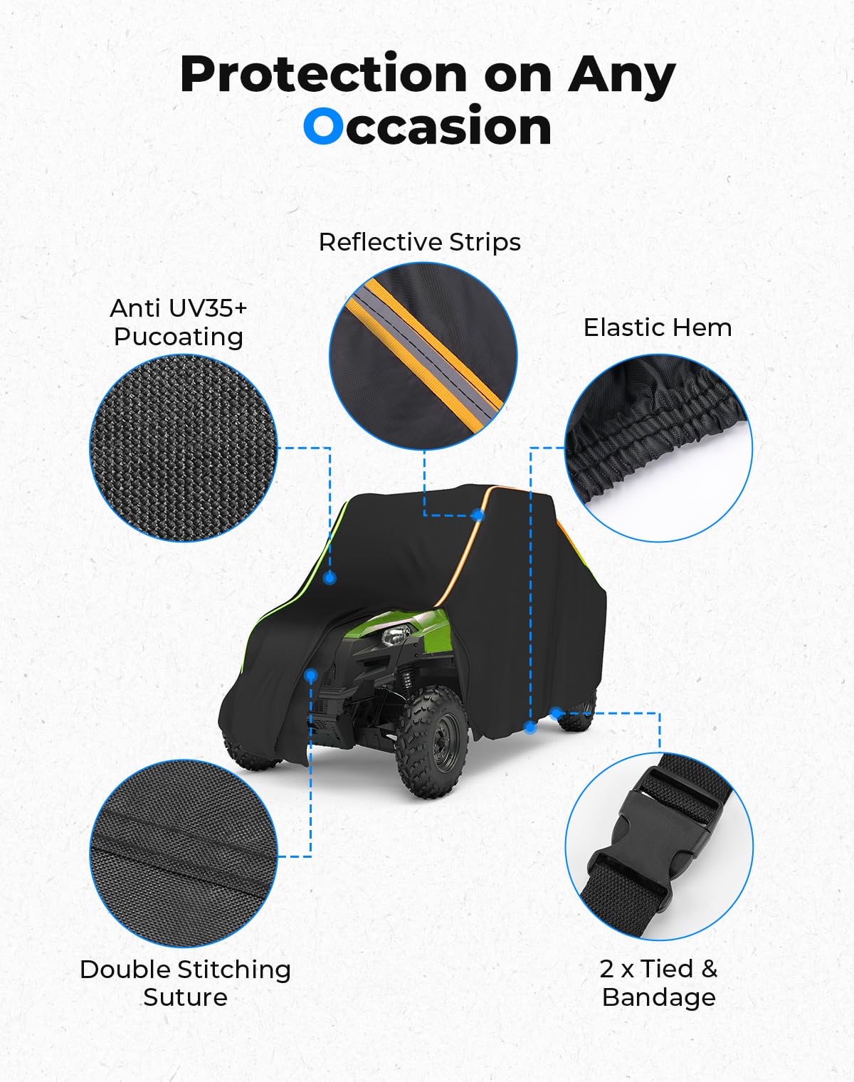 Kemimoto Utv Cover 2 Seater Heavy Duty Medium Size Compatible With Polaris Rzr General, Can-Am Maverick, Talon, Teryx, Zforce, V