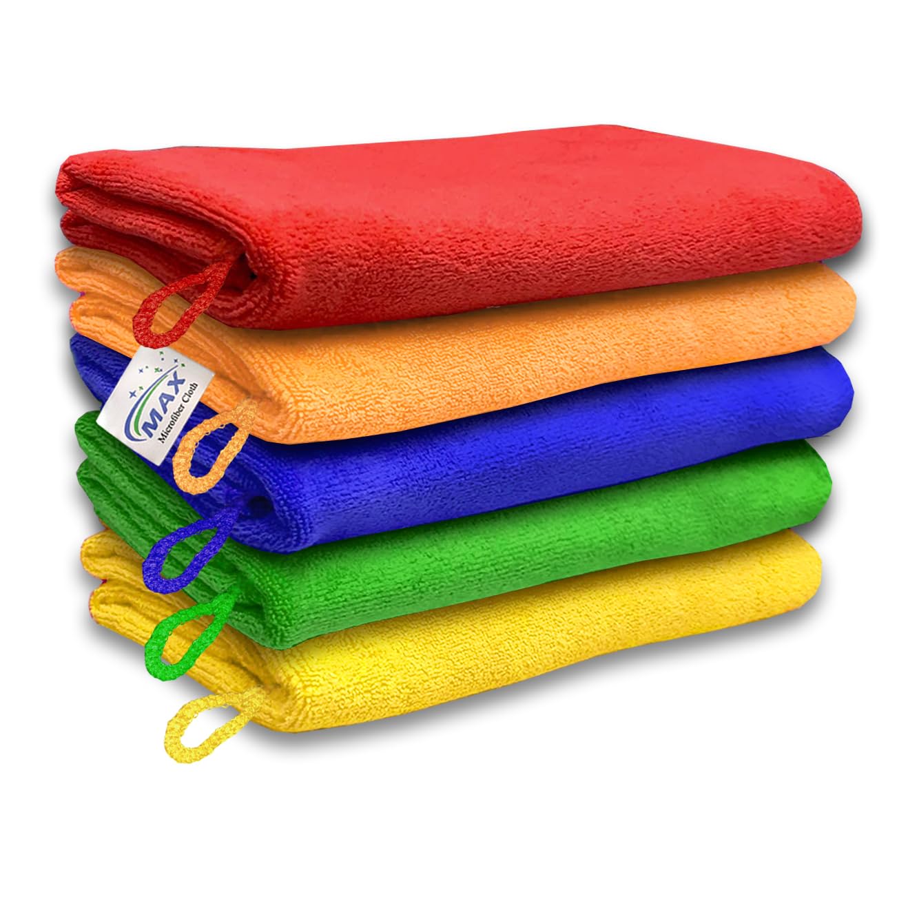 MAX Microfiber Cloth 350 GSM  Pack of 5, Size 40 x 40 cm, MultiColor, MultiPurpose Towel for Car, Bike, Household and Office 