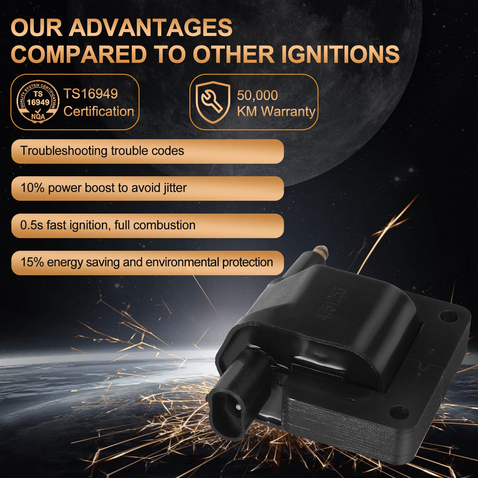 5252577 Ignition Coil Pack Fits For Dodge Caravan B150 B250 B350 92-94 B2500 B3500 95-97, For Chry Voyager Sundance 91-195 Repla