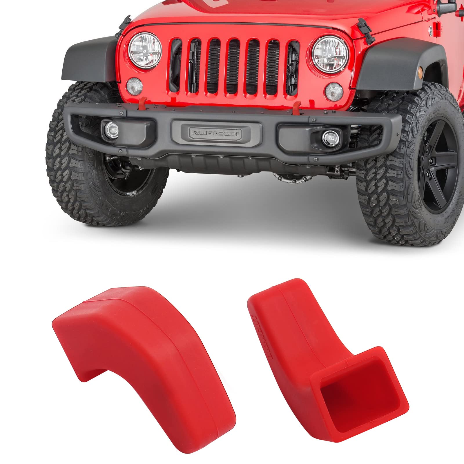 Dkmght Factory Bumper Tow Hook Covers For Jeep Wrangler Jk Jl Gladiator Tj, Red Tow Hook Protector Jeep Wrangler Accessories 2007-2022 (2Pcs)