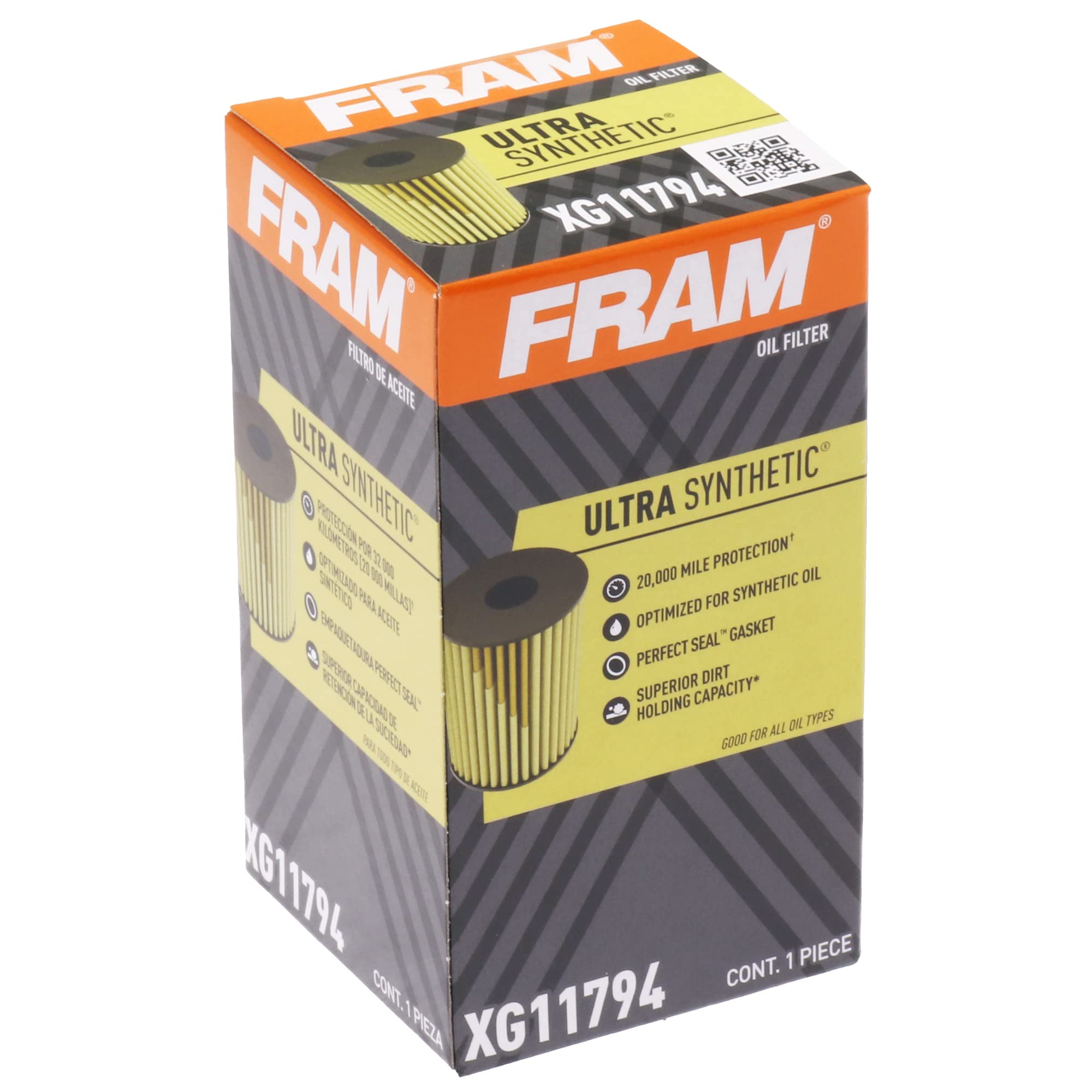 FRAM Ultra Synthetic Automotive Replacement Oil Filter, Designed for Synthetic Oil Changes Lasting up to 20k Miles, XG11794 with