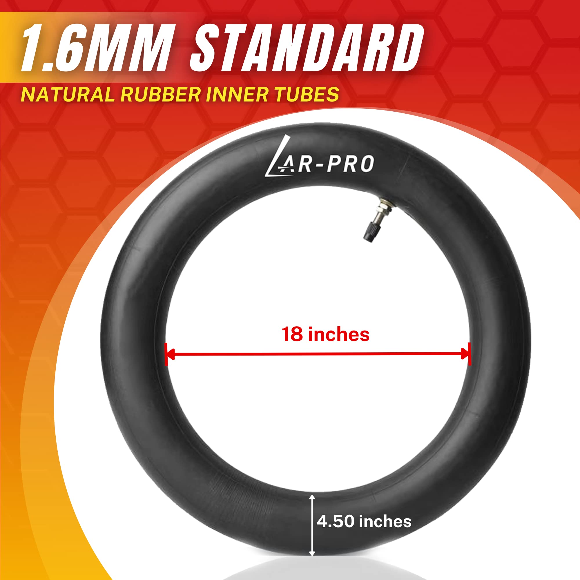 (2-Pack) 110/100-18 (4.50 X 18) Motorcycle Inner Tubes - 18 Inch Dirt Bike Natural Rubber Tubes - Pinch And Puncture-Resistant T