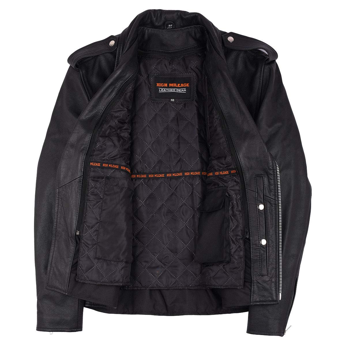 Men'S Eagle Embossed Live To Ride - Ride To Live Classic Black Leather Motorcycle Biker Jacket (5Xl, Gold)