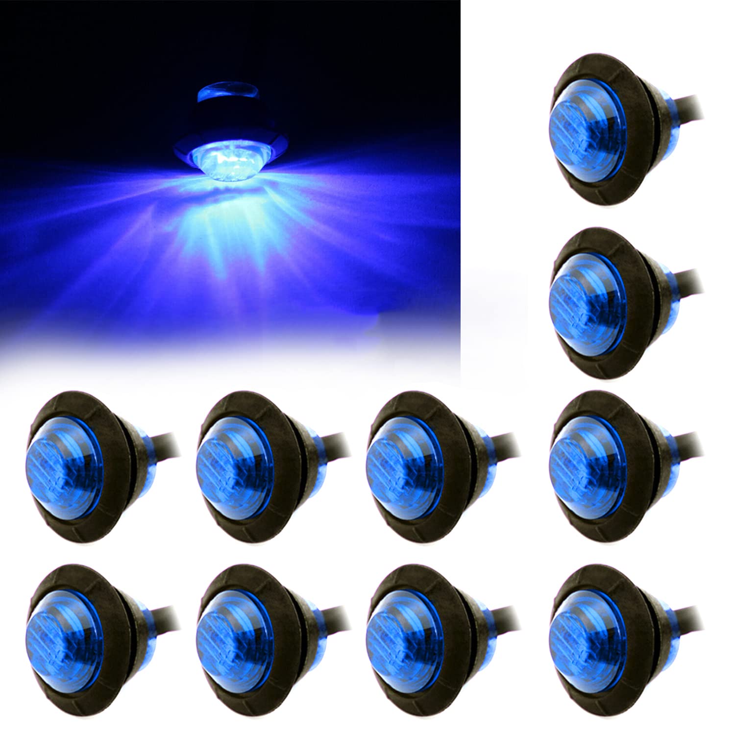 Fxc 10X 3/4 '' Round Led Clearence Light Front Rear Side Marker Indicators Light For Truck Car Bus Trailer Van Caravan Boat, Tai