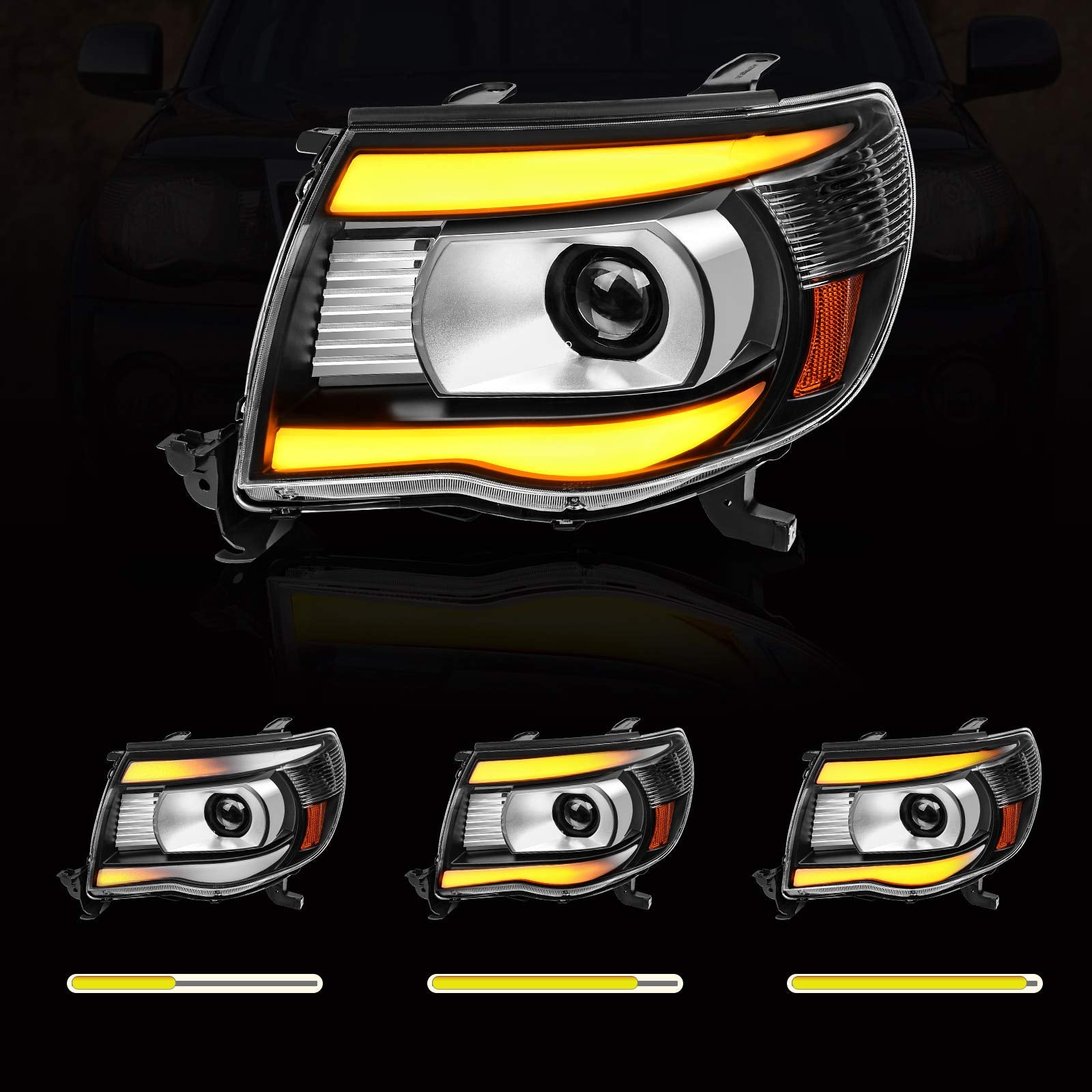 Dwvo Projector Headlights Assembly Compatible With Tacoma 2005 2006 2007 2008 2009 2010 2011 Switchback Led Drl Tube Parking Tur