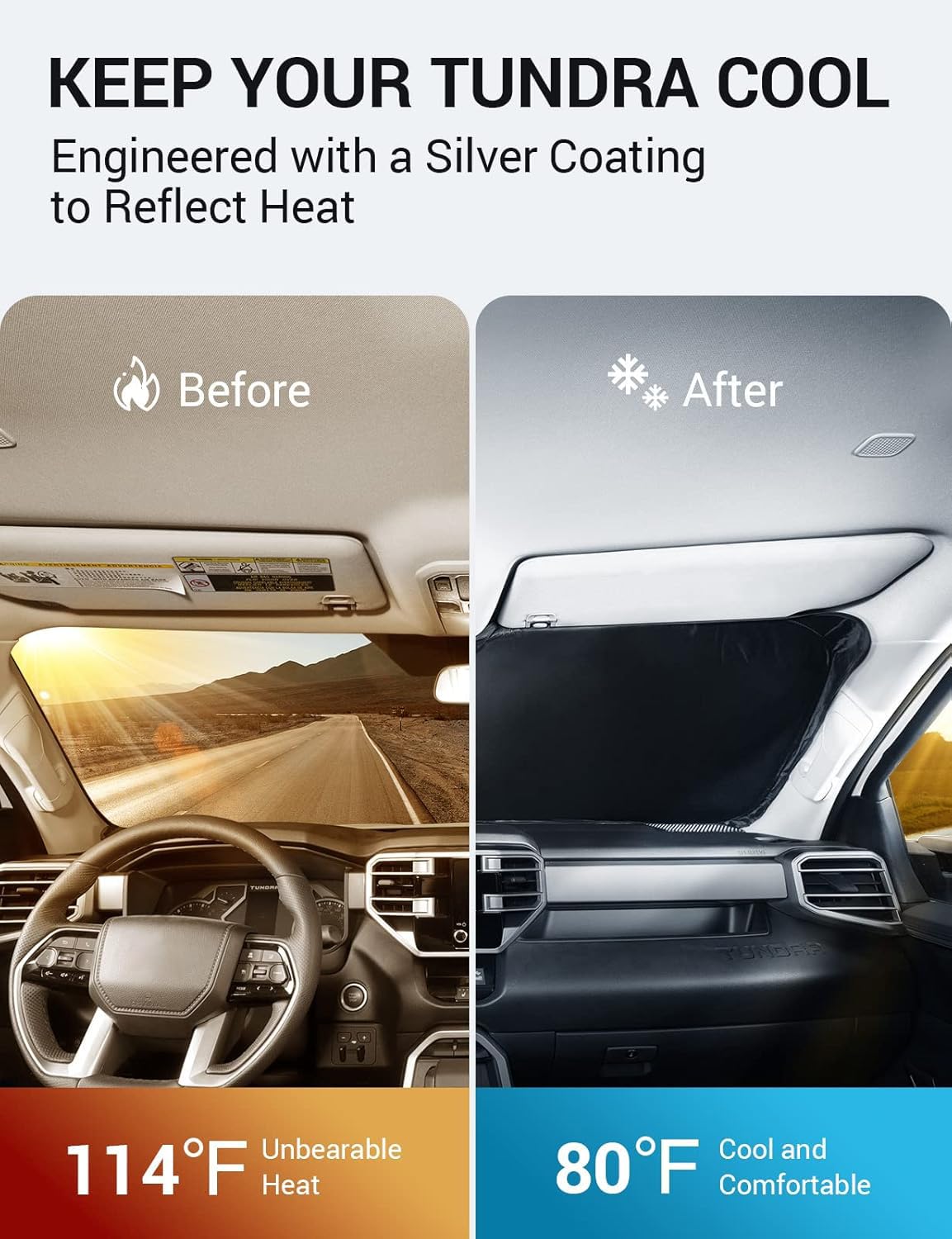 Proadsy Upgrade Windshield Sunshade Custom Fit Tundra 2025 2024 2023 2022 Limited Sr5 Platinum Trd Pro Pickup Block Sun Uv Shiel