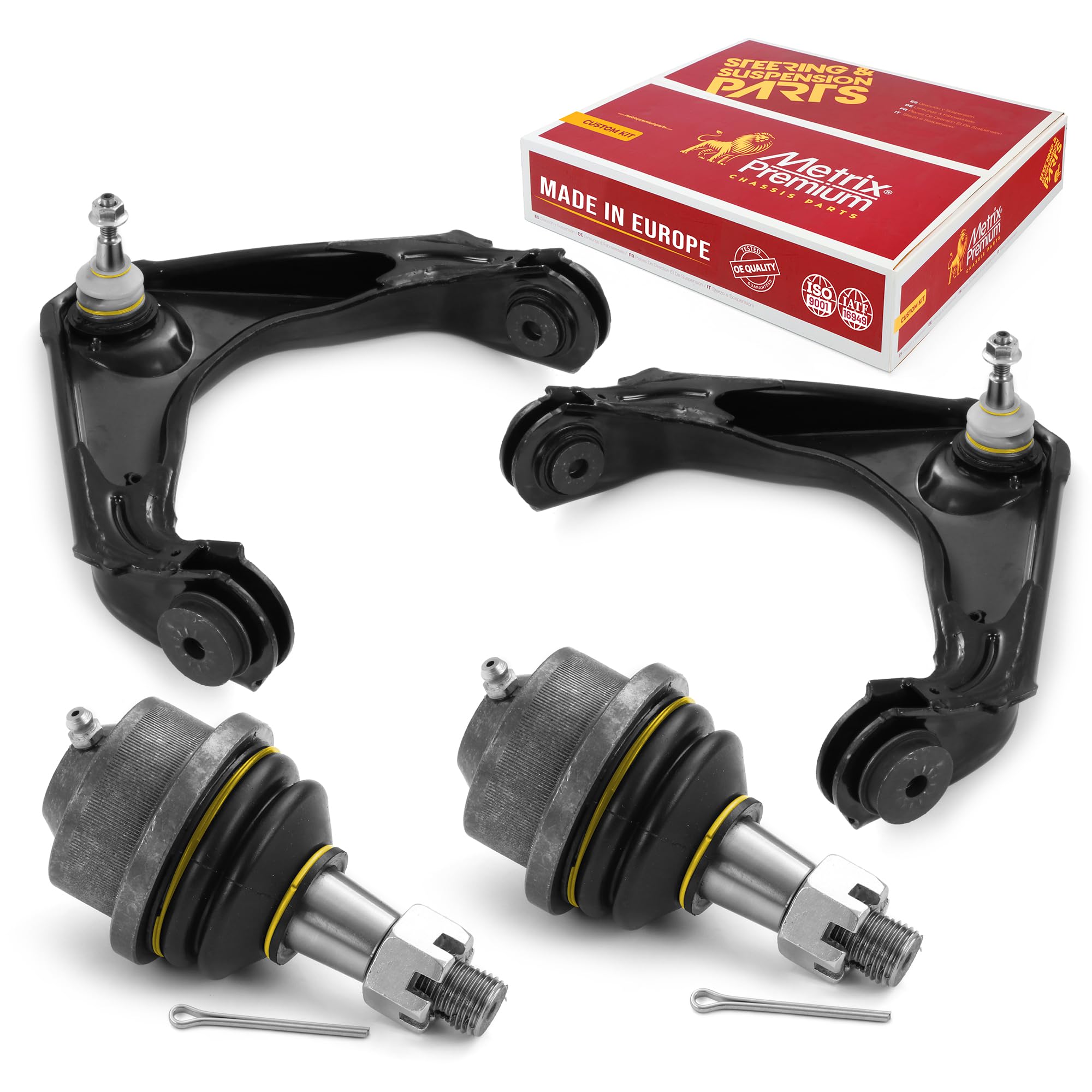 Metrix Premium Chassis Parts - 4 Pc Front Lower & Upper Control Arm And Ball Joint Kit Fits 07 Chevrolet Silverado 1500 Hd Class