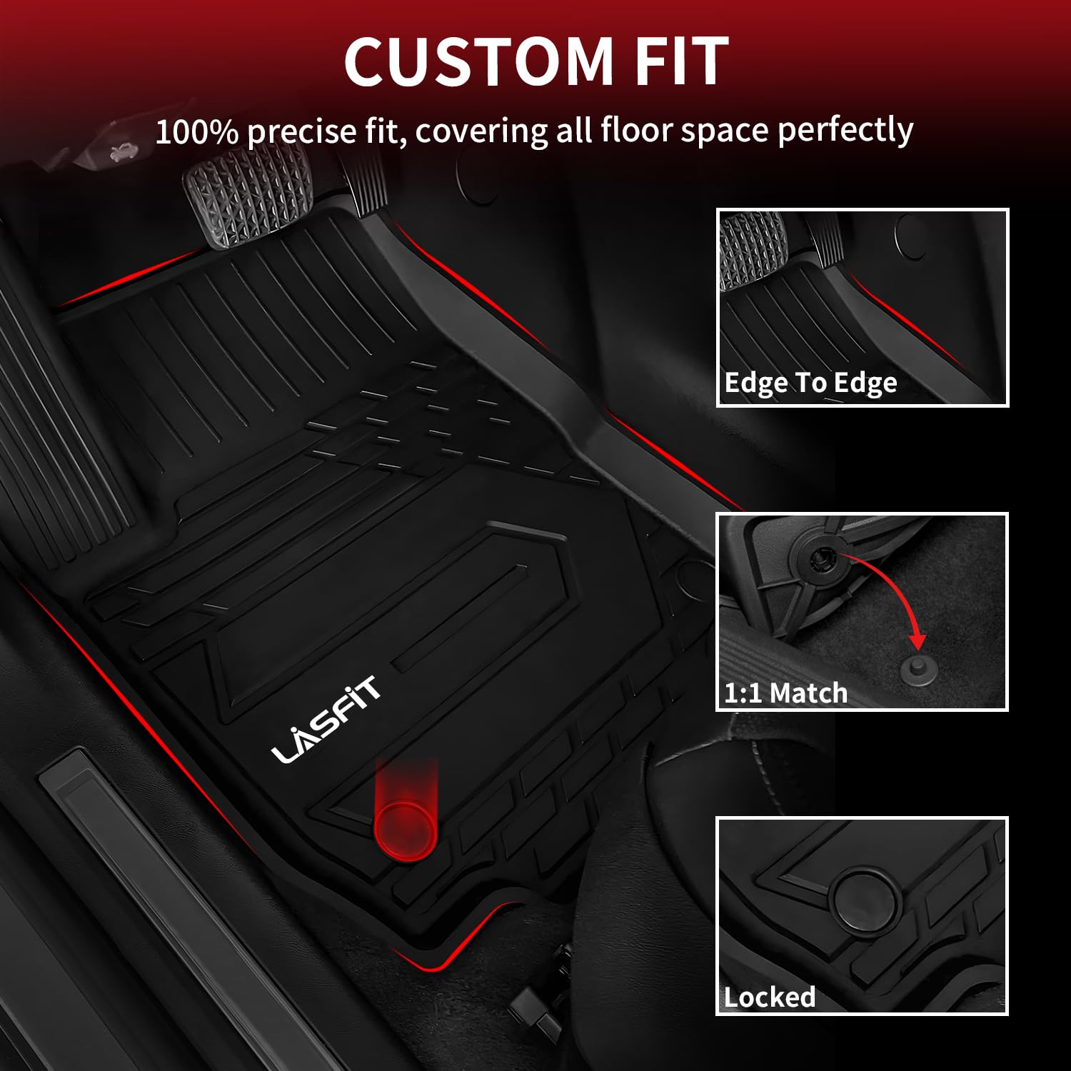 Lasfit Floor Mats For Chevrolet Chevy Equinox/Gmc Terrain Car Mats 2018-2024 (Not Fit Equinox Ev), All Weather Tpe Custom Fit Au