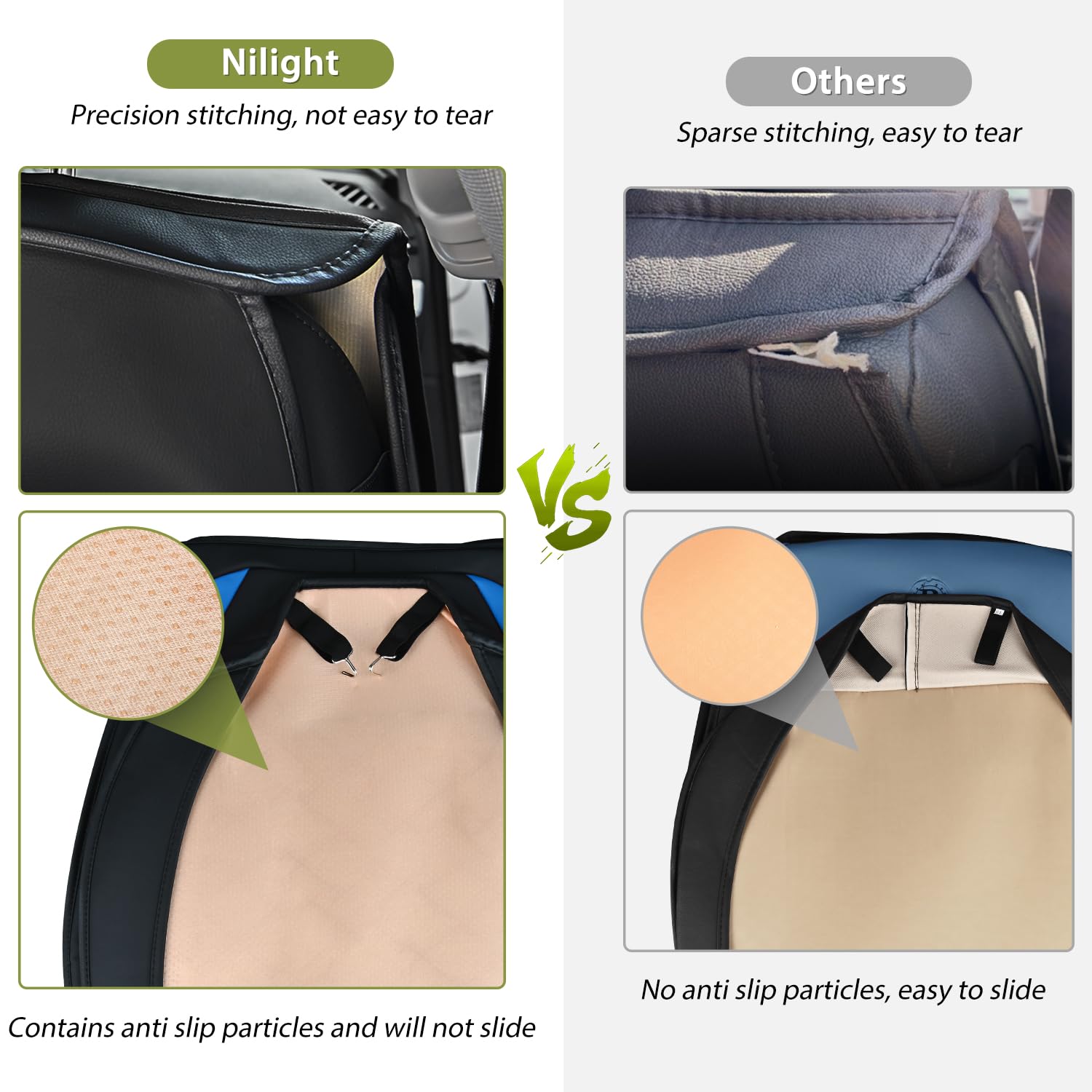Nilight Car Seat Covers Waterproof Breathable Faux Leather Cushions Anti-Slip Universal Cover For Kia Civic Corolla Hyundai Hond