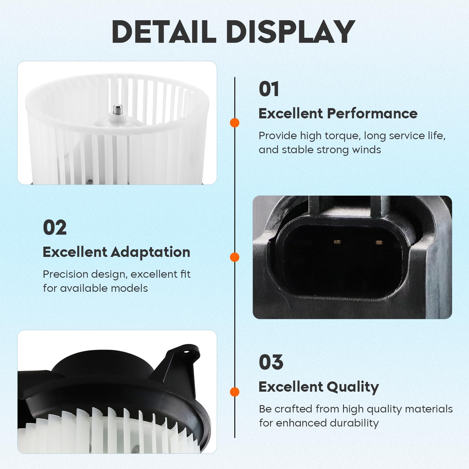 AC Blower Motor with Fan Fit for 2003-2006 Cadillac Escalade EXT/Chevrolet Avalanche 1500 2500, for 2003-2009 Hummer H2, for 2003-2007 Chevrolet Silverado/GMC Sierra 1500 2500 3500 HD Replaces# 700101