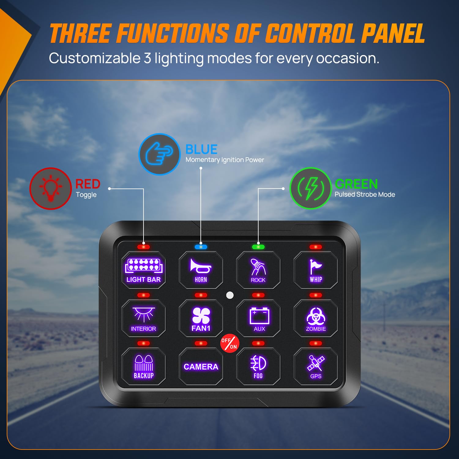 Nilight 12 Gang Switch Panel 12V 24V Universal Circuit Control Relay System with RGB Backlight Fuse Relay Wiring Harness Automat