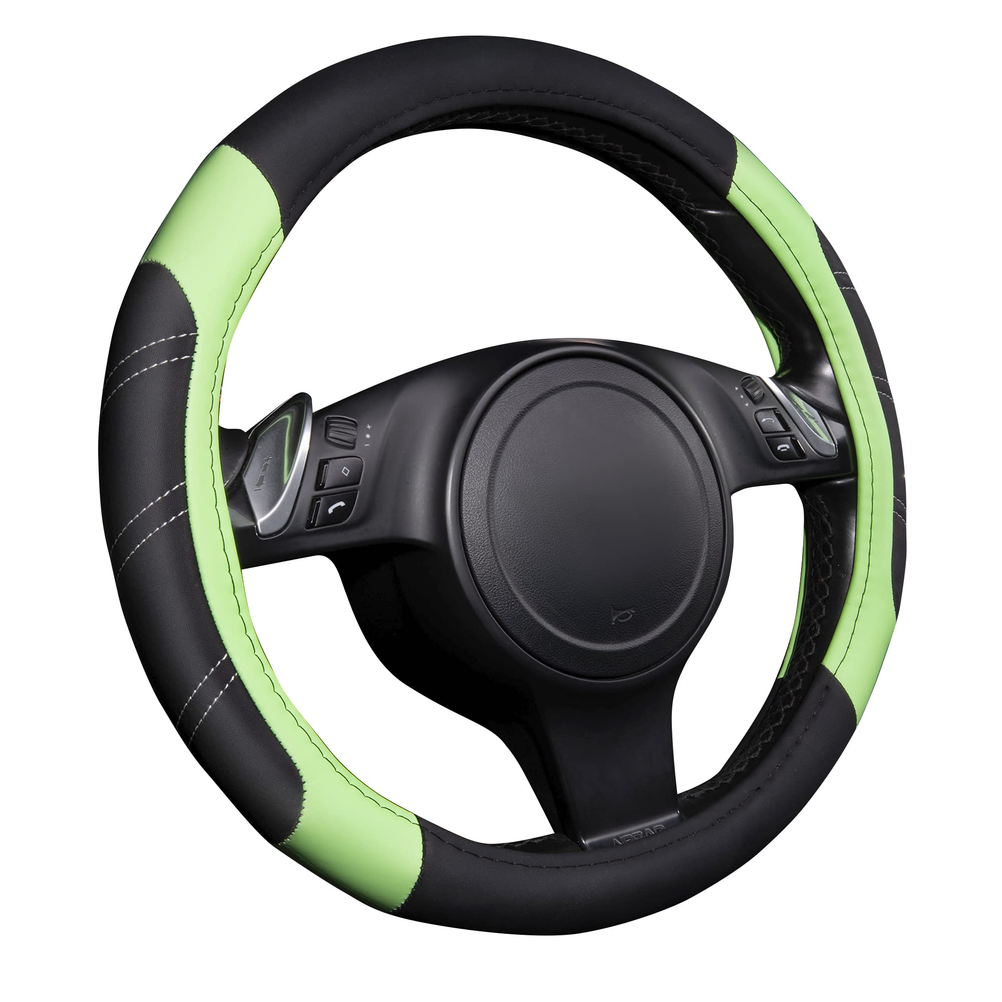 Car Pass Line Rider Microfiber Leather Sporty Steering Wheel Cover Universal Fits For 95% Truck,Suv,Cars 14.5-15Inch, Anti-Slip